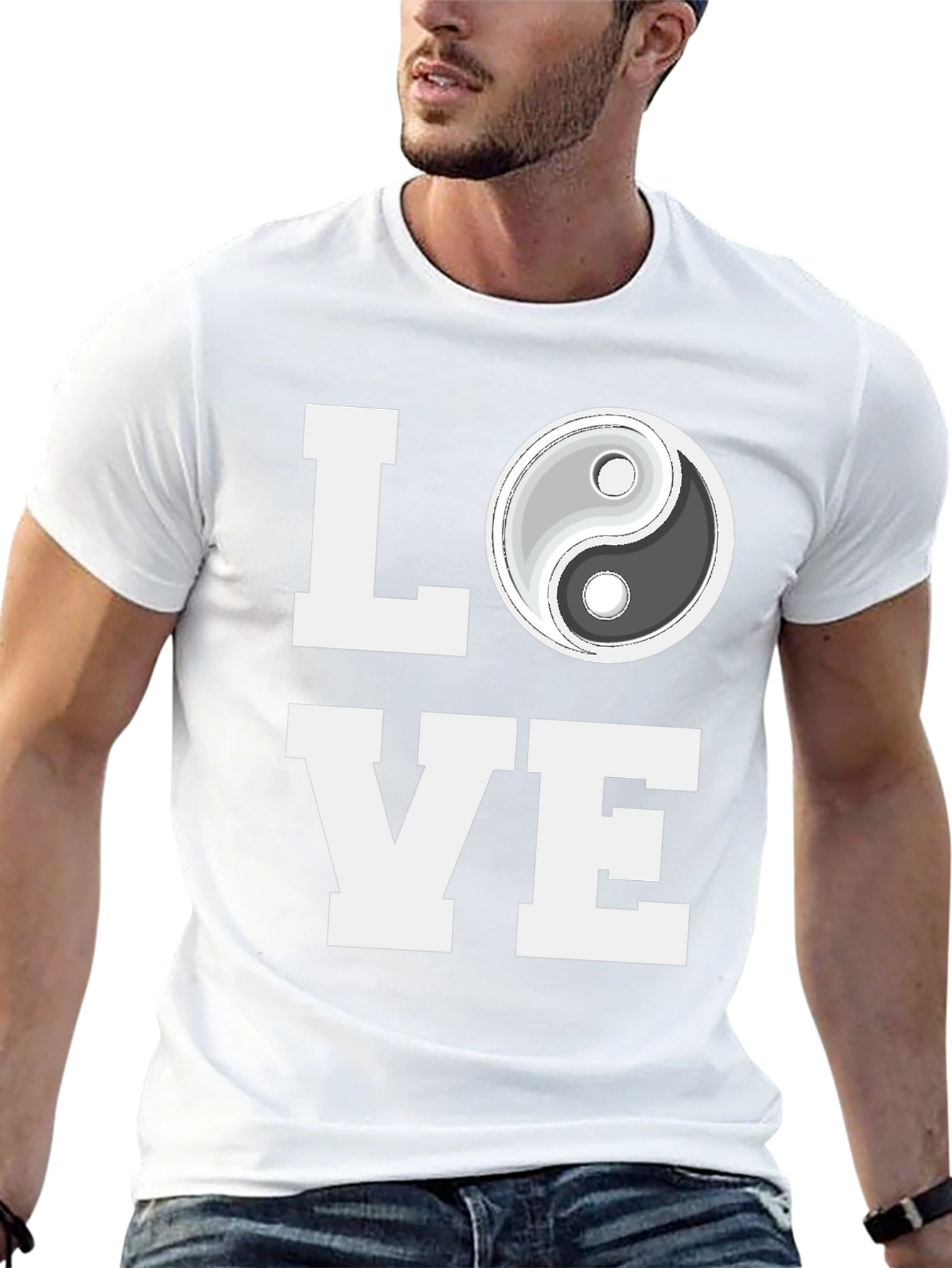 Yin Yang Love Graphic Tee - Trendy Black T-Shirt
