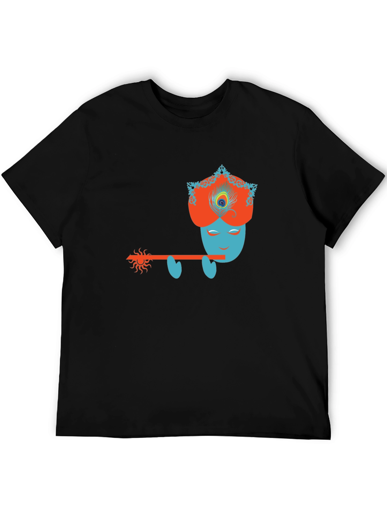 Krishna Flute Player Graphic Tee - Mens Black T-Shirt