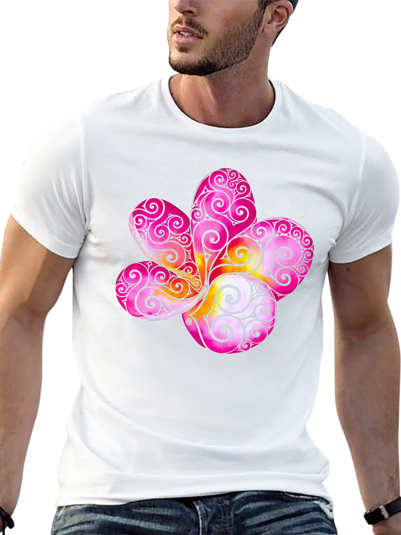 Floral Swirl Graphic Black T-Shirt