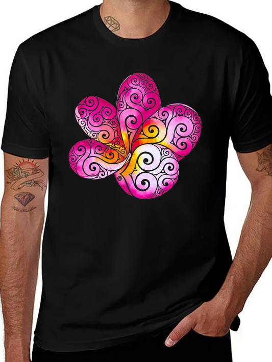 Floral Swirl Graphic Black T-Shirt