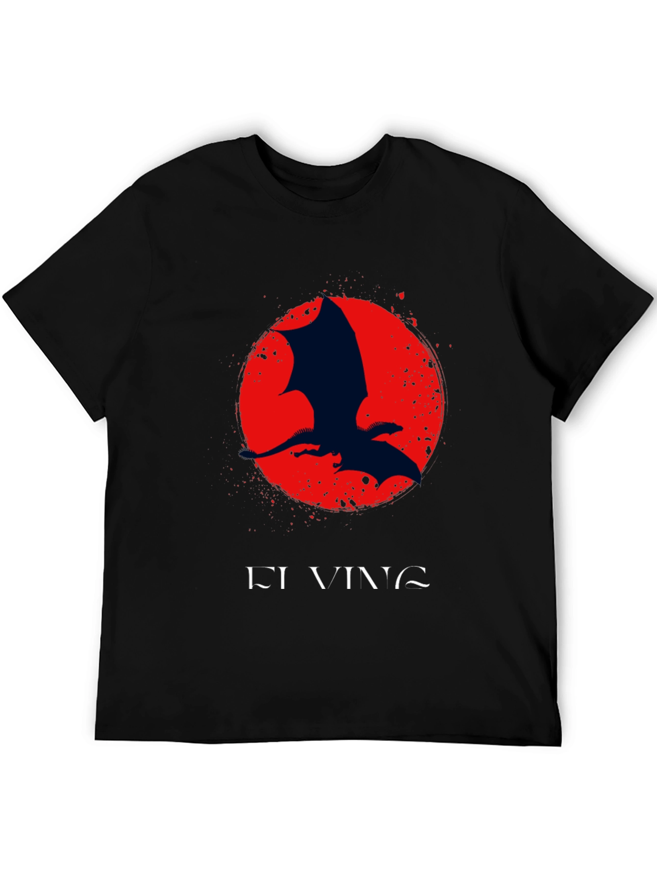 Dragon Silhouette Graphic Print Crew Neck Tee