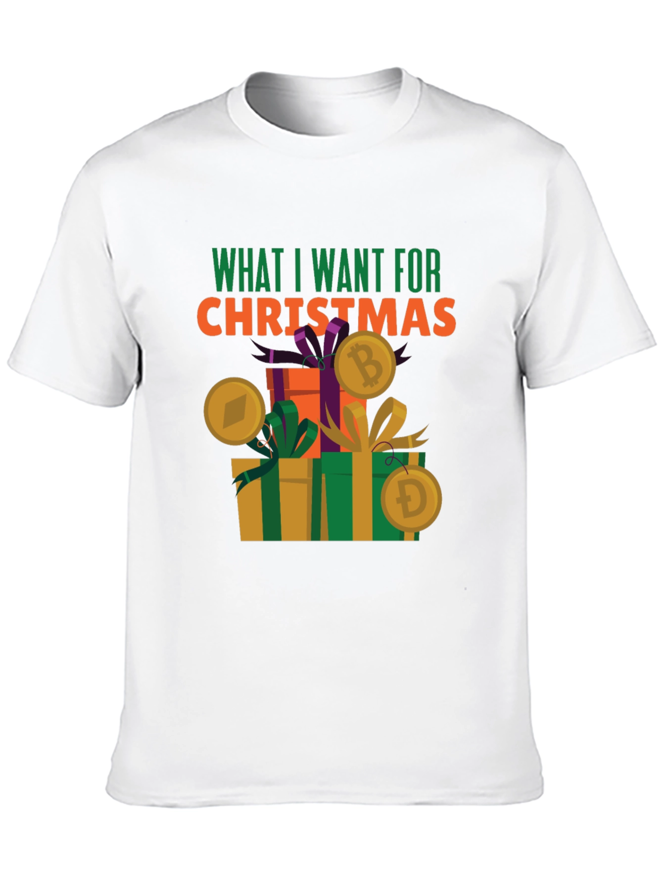 Crypto Christmas T-Shirt - Bitcoin Ethereum Dogecoin Design