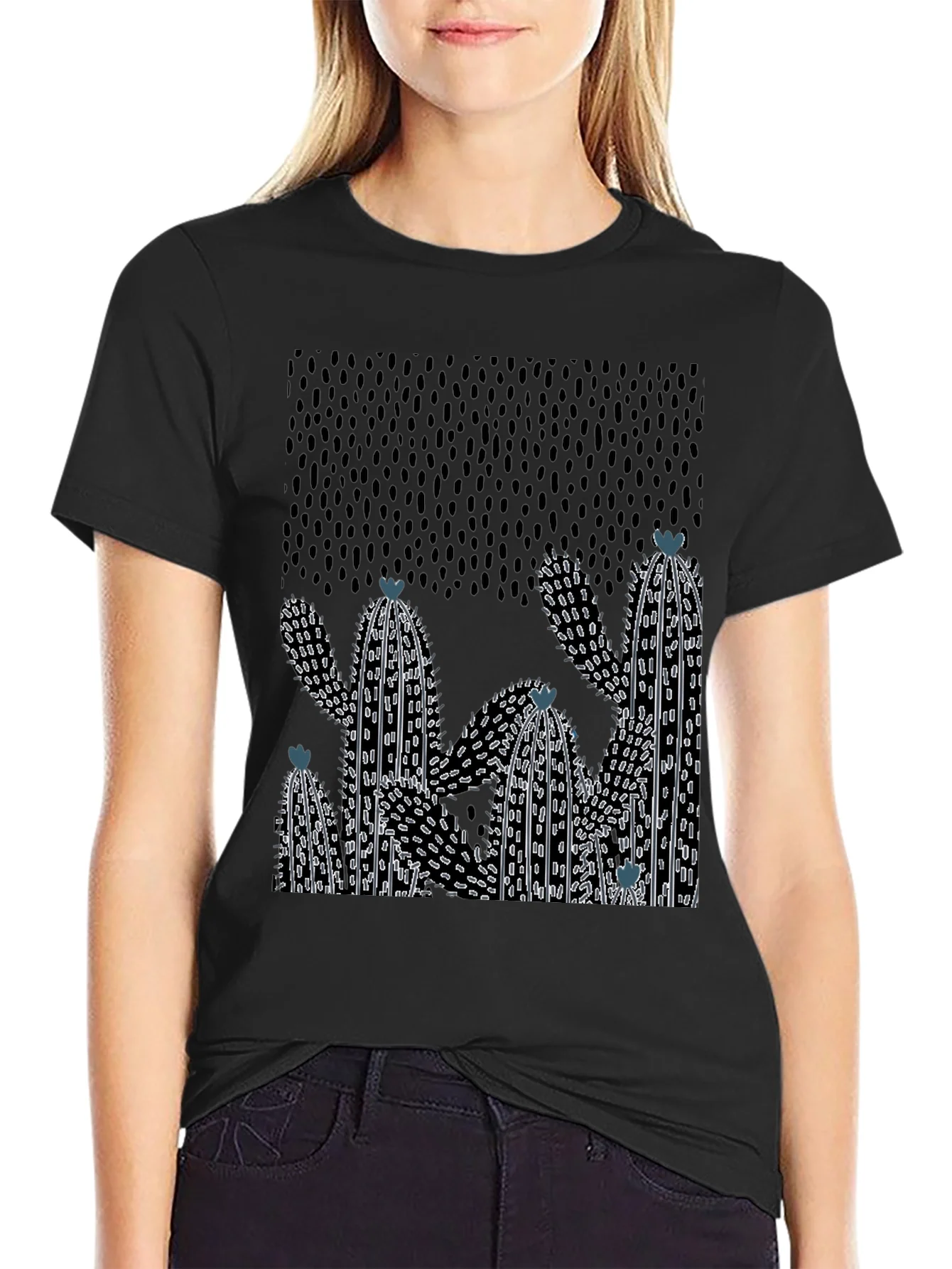 Cactus Graphic Print Crew Neck T-Shirt