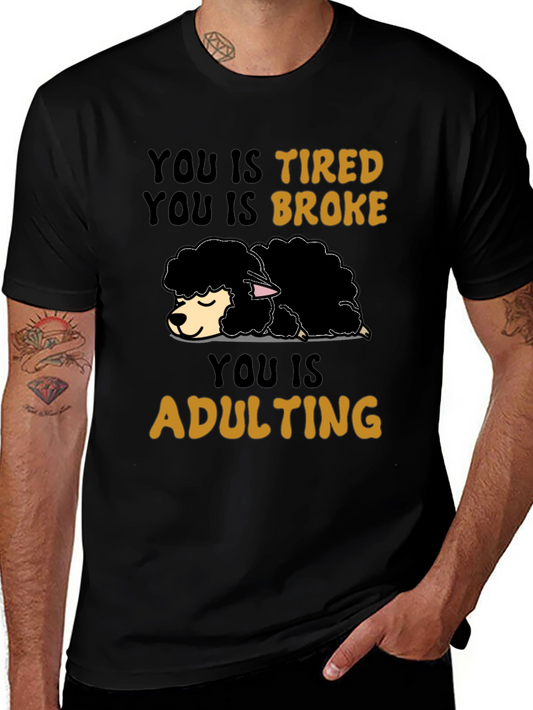 Tired Broke Adulting Sheep Graphic Tee