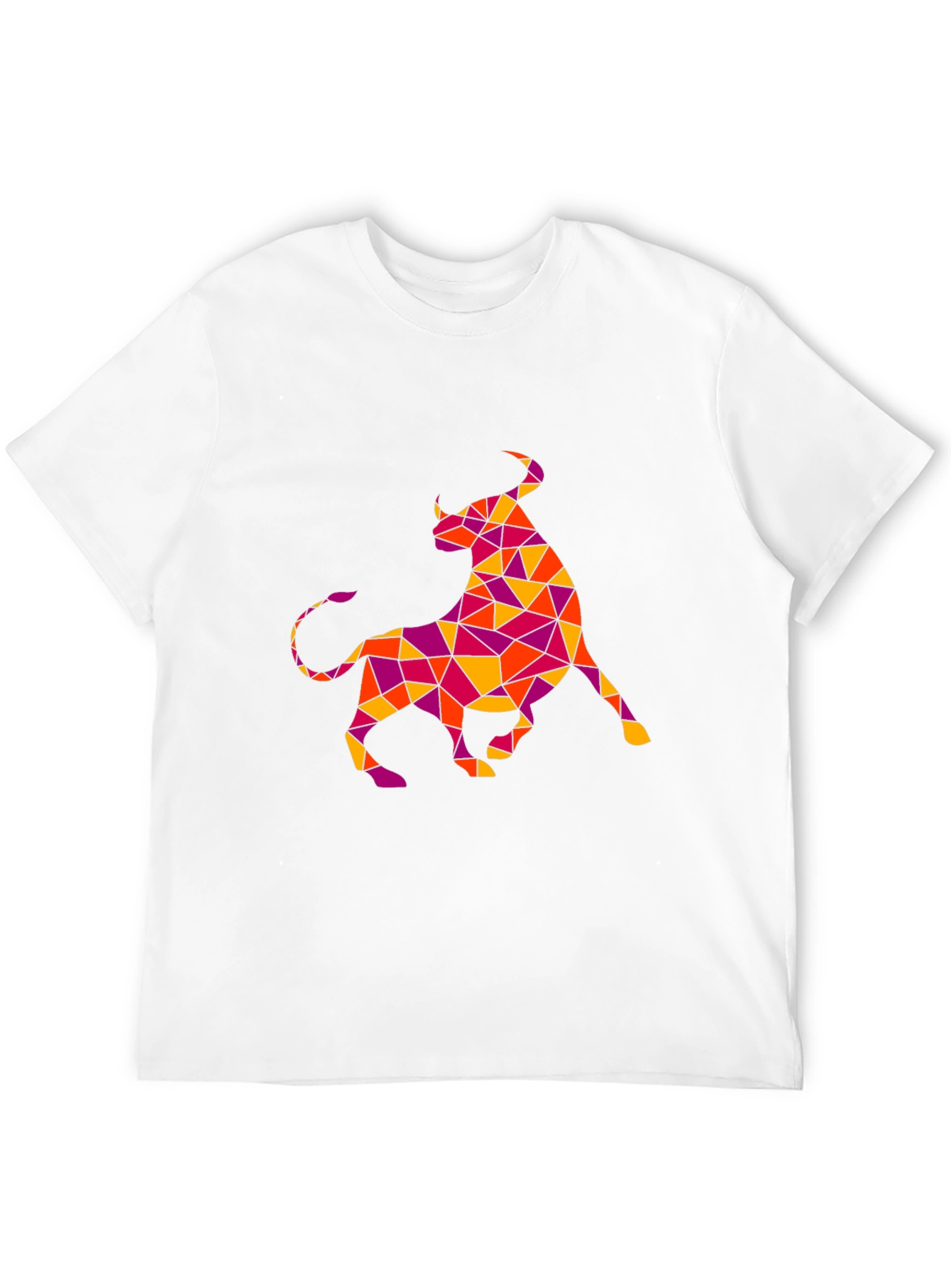 Geometric Bull Graphic Tee - Black Cotton T-Shirt