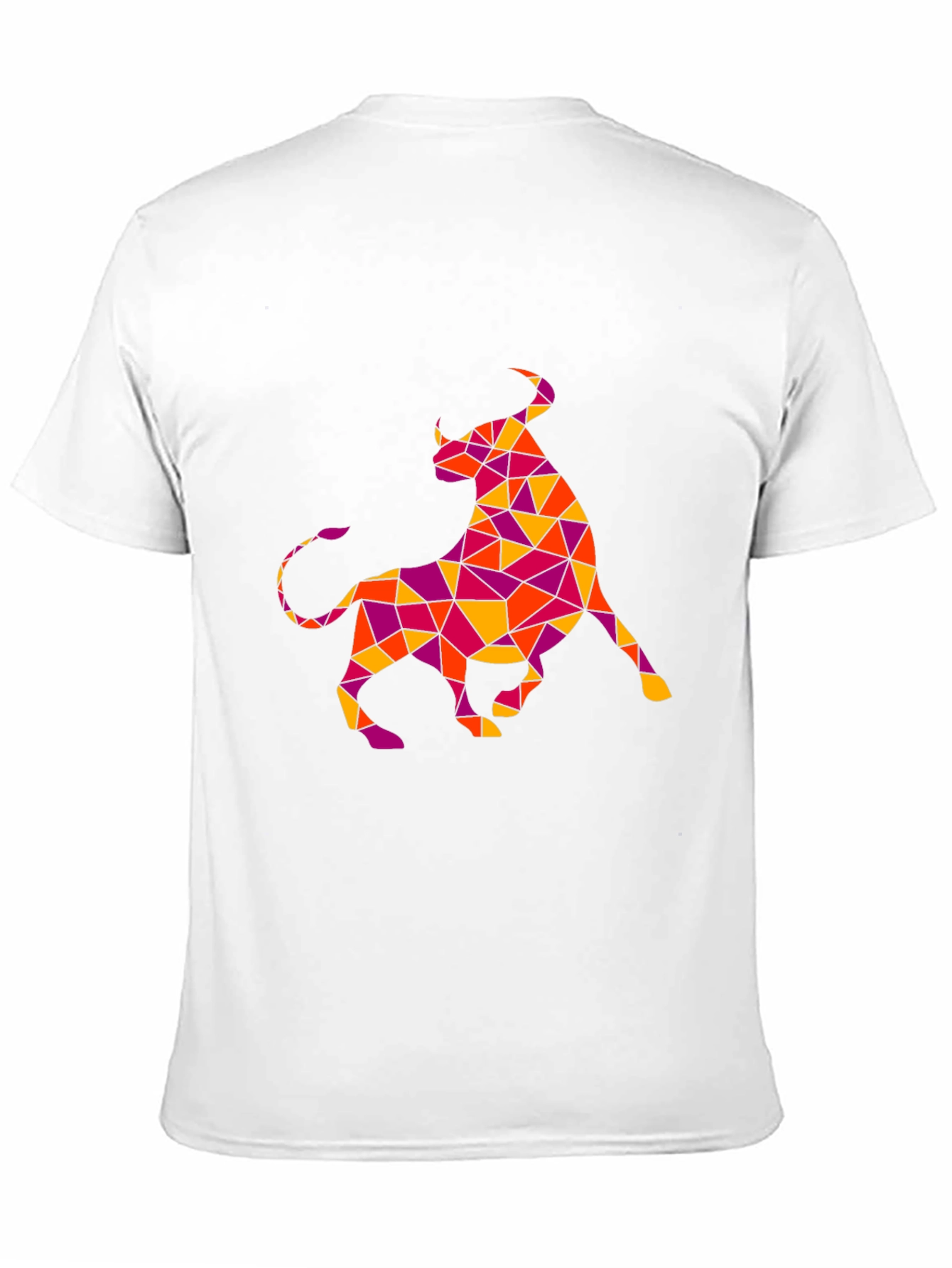 Geometric Bull Graphic Tee - Black Cotton T-Shirt