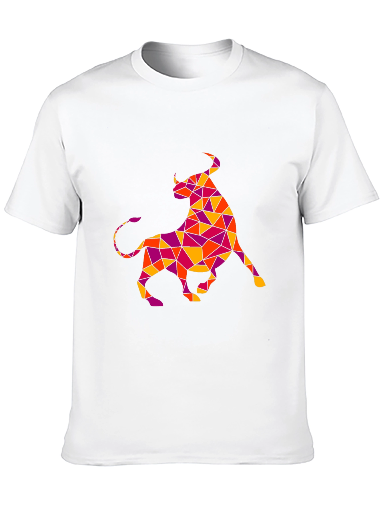 Geometric Bull Graphic Tee - Black Cotton T-Shirt