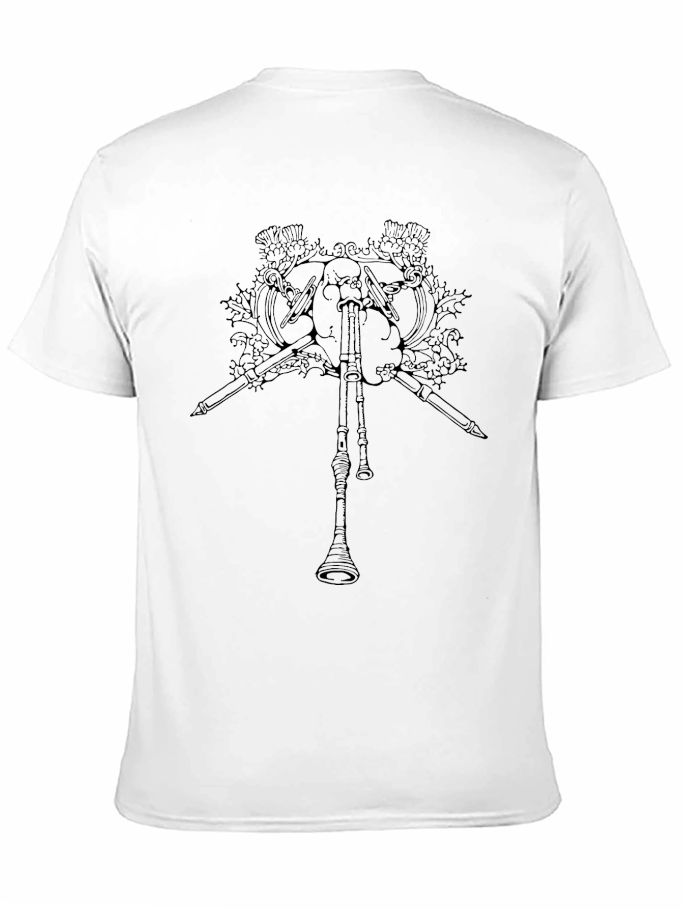 Black T-Shirt with Bagpipe Graphic