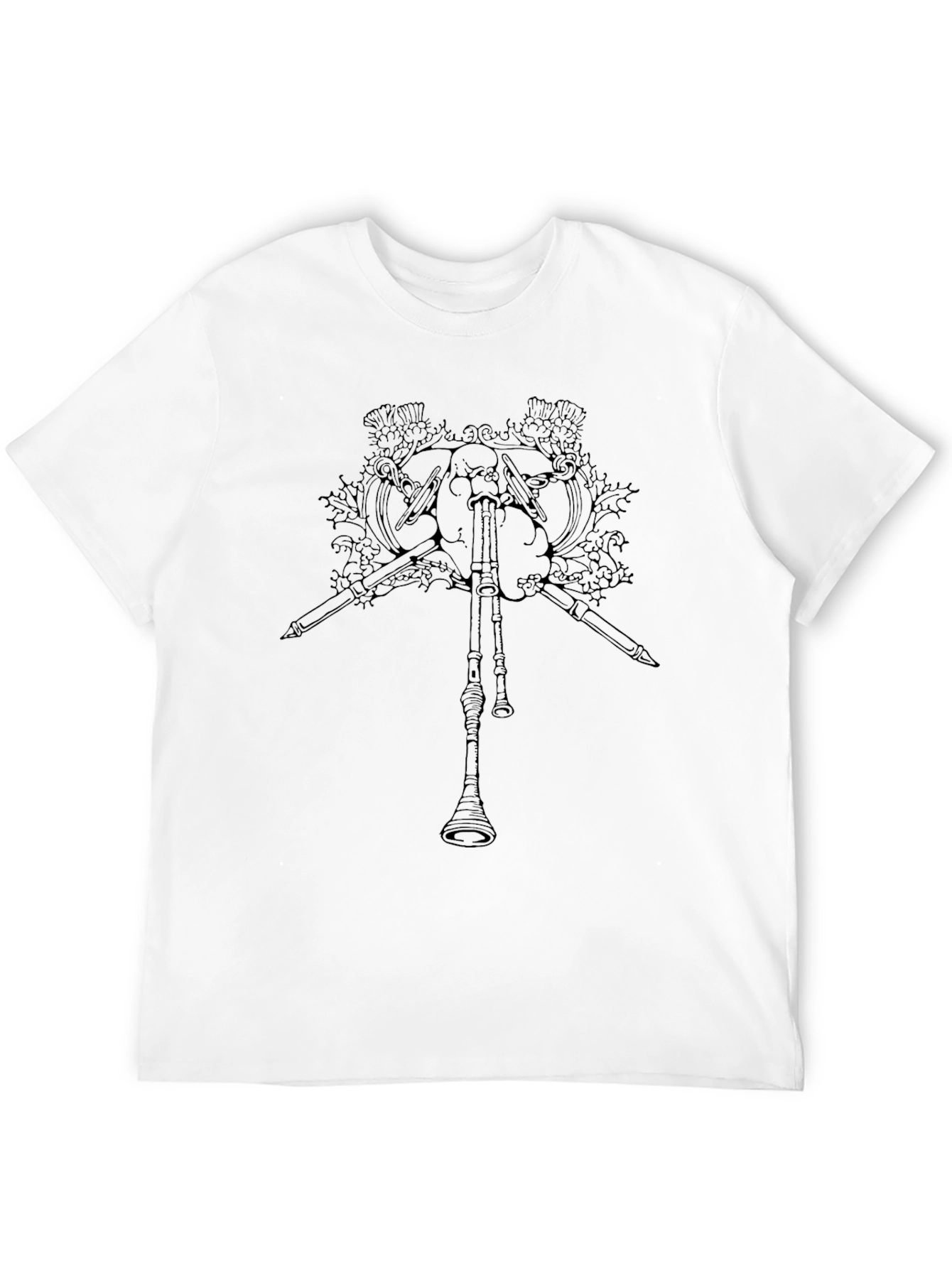 Black T-Shirt with Bagpipe Graphic