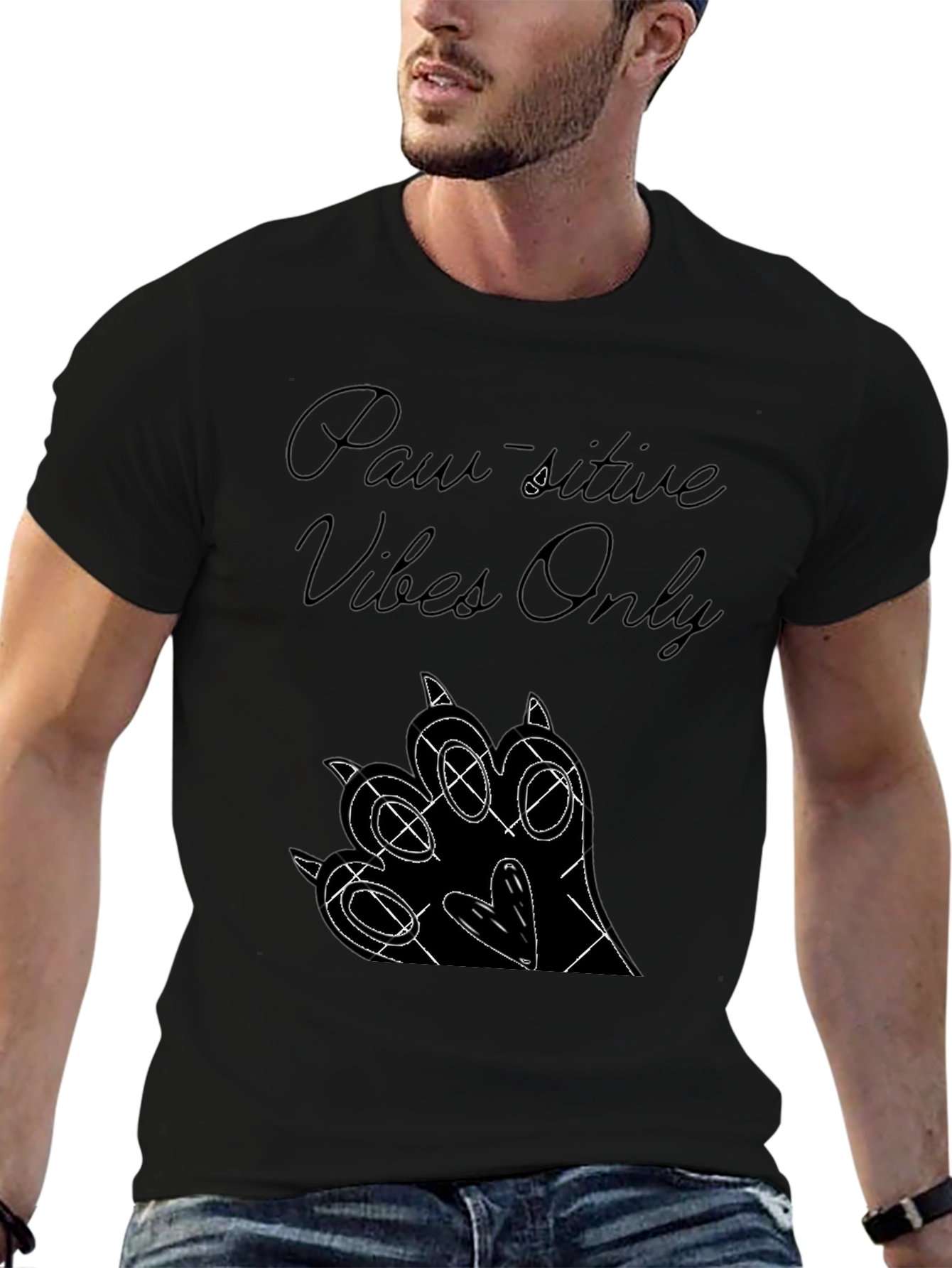 Paw-sitive Vibes Only Black Graphic Tee
