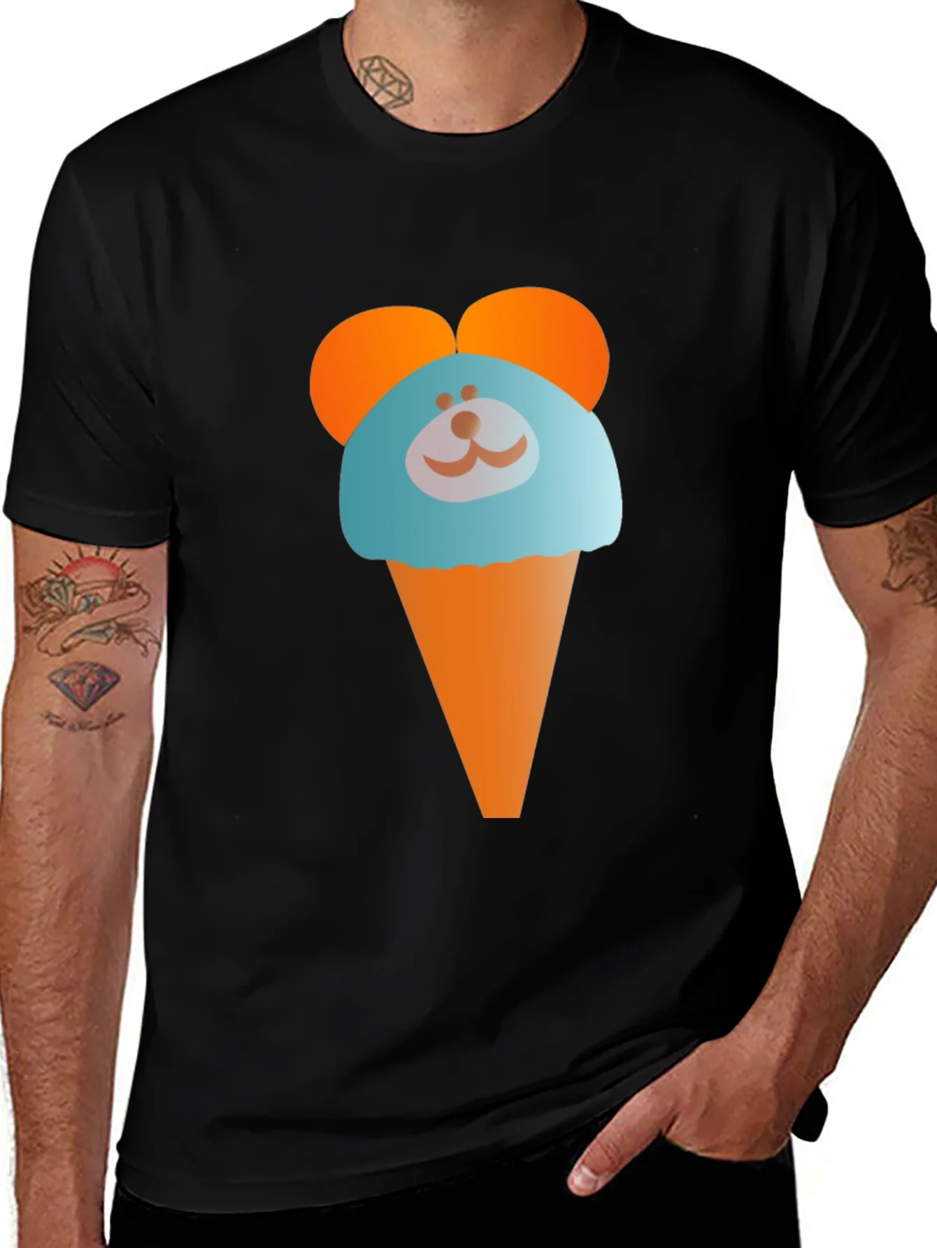 Cute Cartoon Ice Cream Bear Graphic T-Shirt