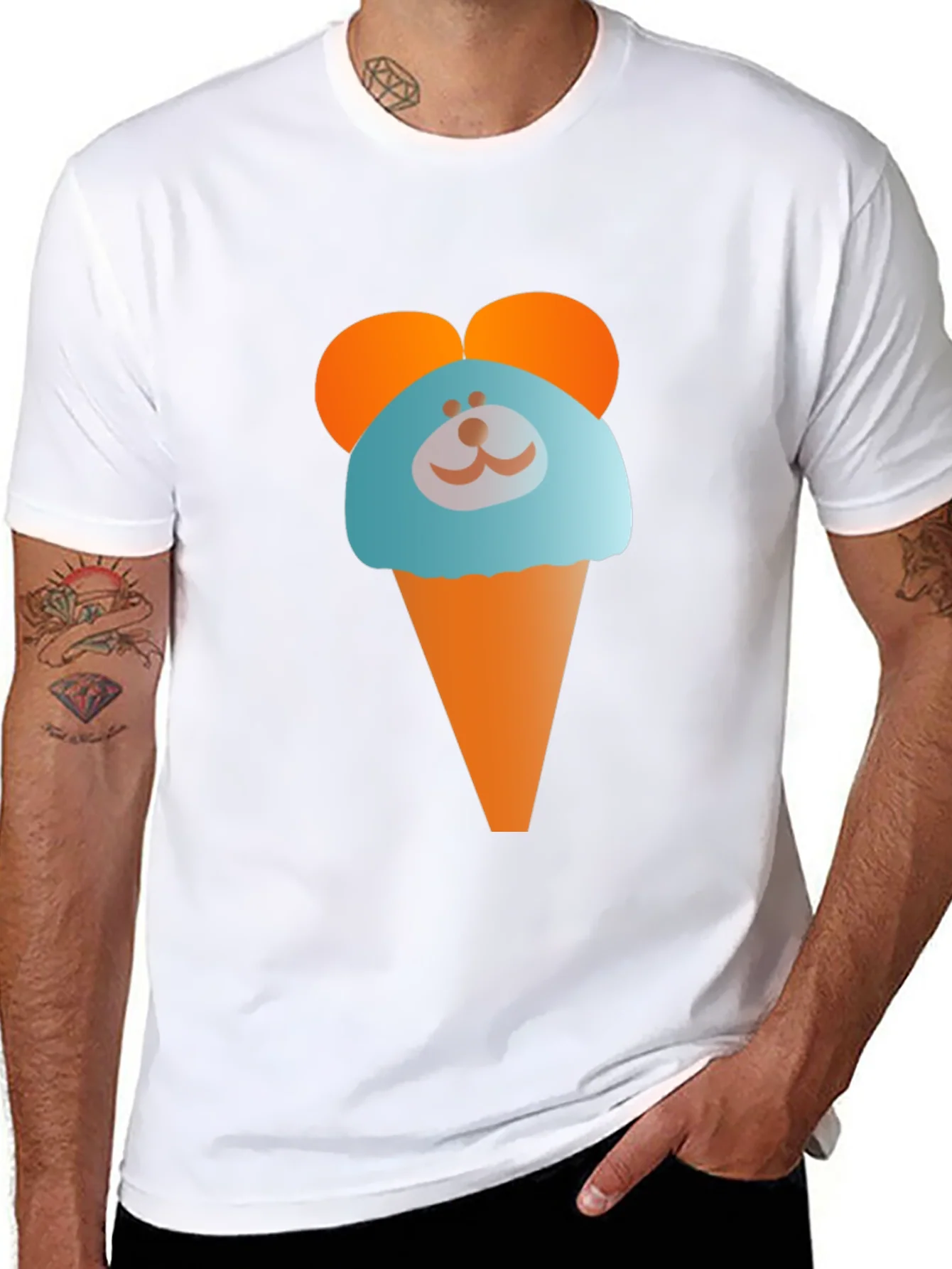 Cute Cartoon Ice Cream Bear Graphic T-Shirt
