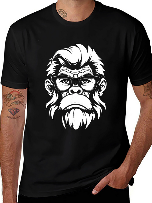 Cool Gorilla with Glasses Graphic T-Shirt - Black