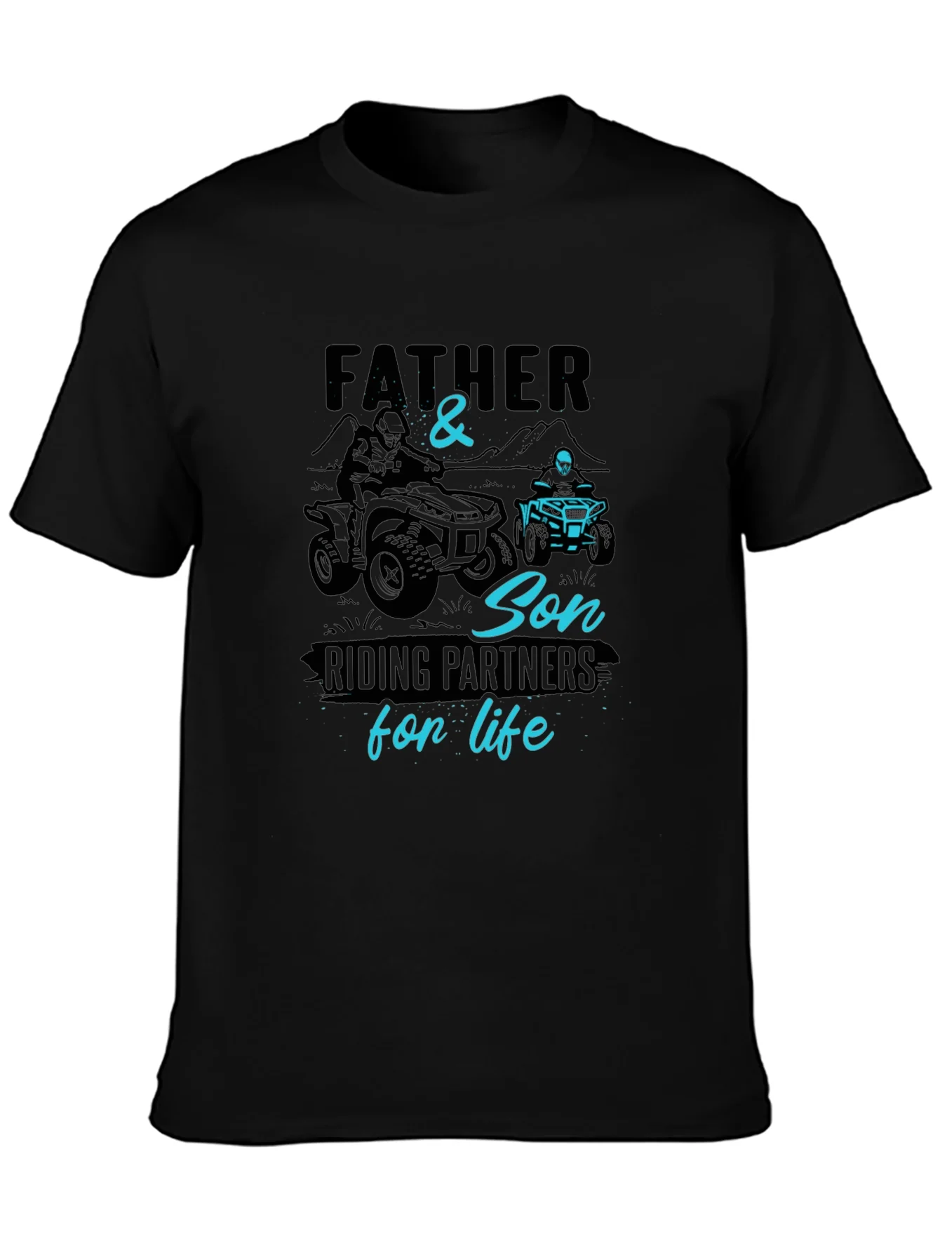 Father & Son Riding Partners Black Graphic Tee