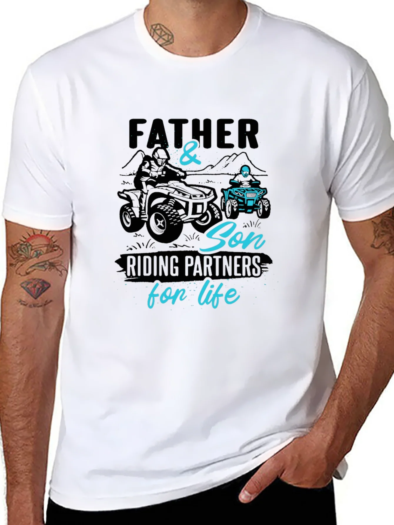 Father & Son Riding Partners Black Graphic Tee