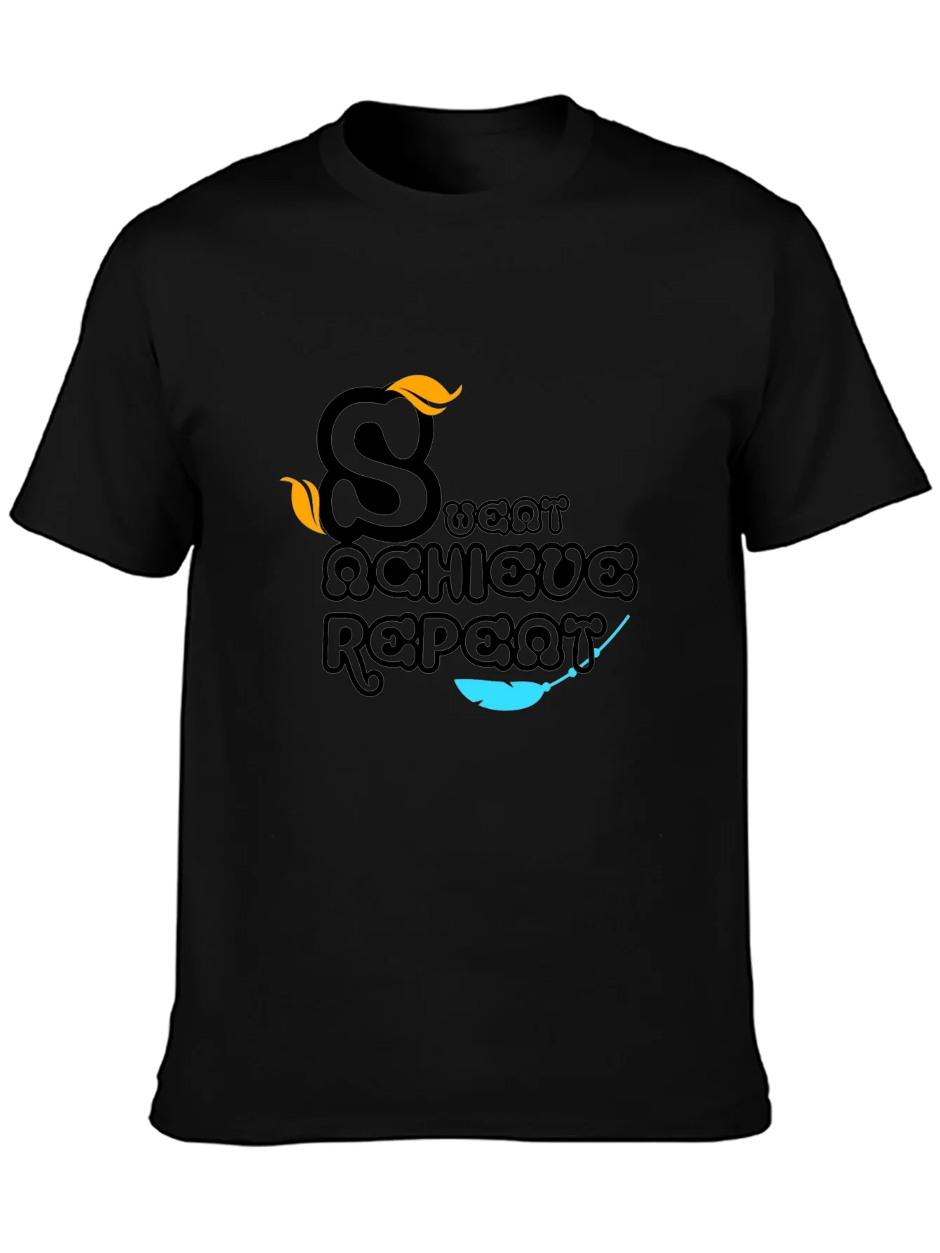 Sweat Achieve Repeat Graphic Tee - Black