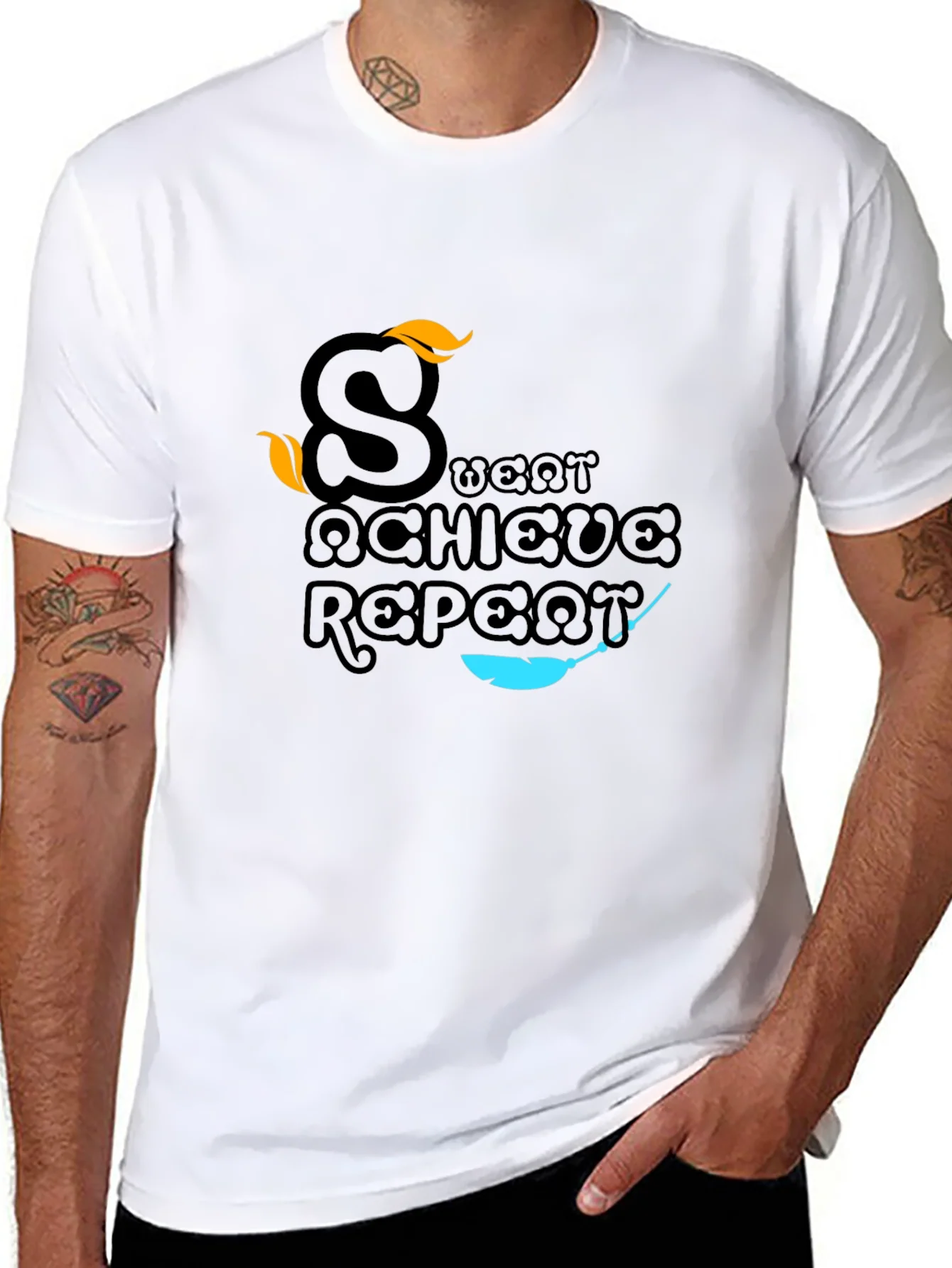 Sweat Achieve Repeat Graphic Tee - Black