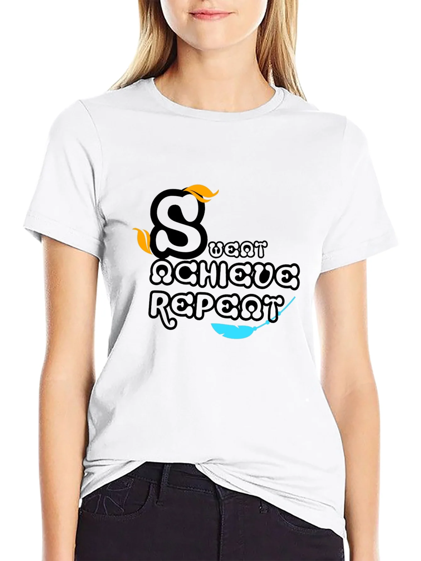 Sweat Achieve Repeat Graphic Tee - Black