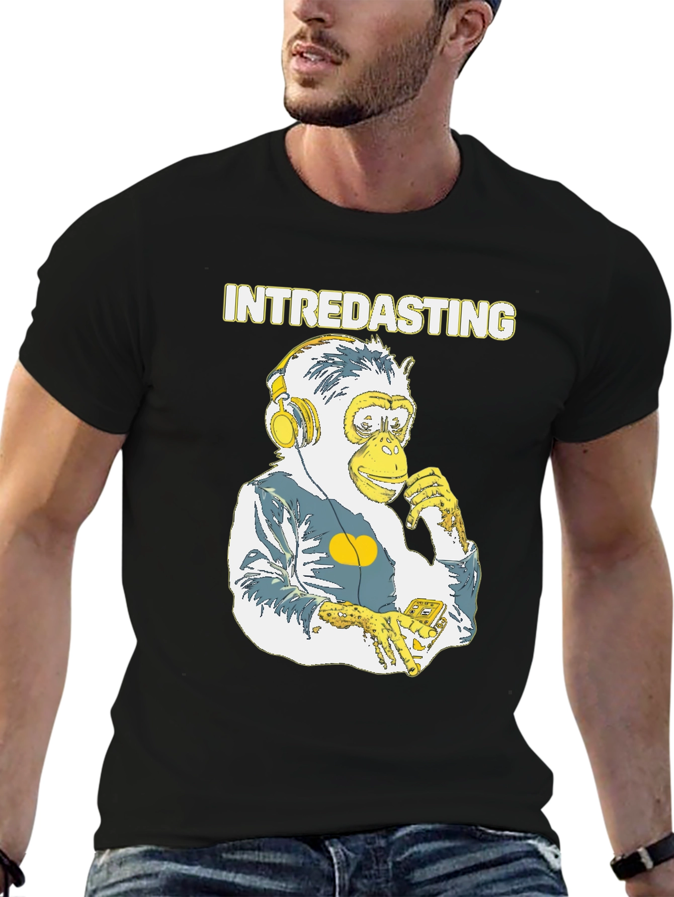 Intredasting Monkey Tee - Music Lover Graphic T-Shirt