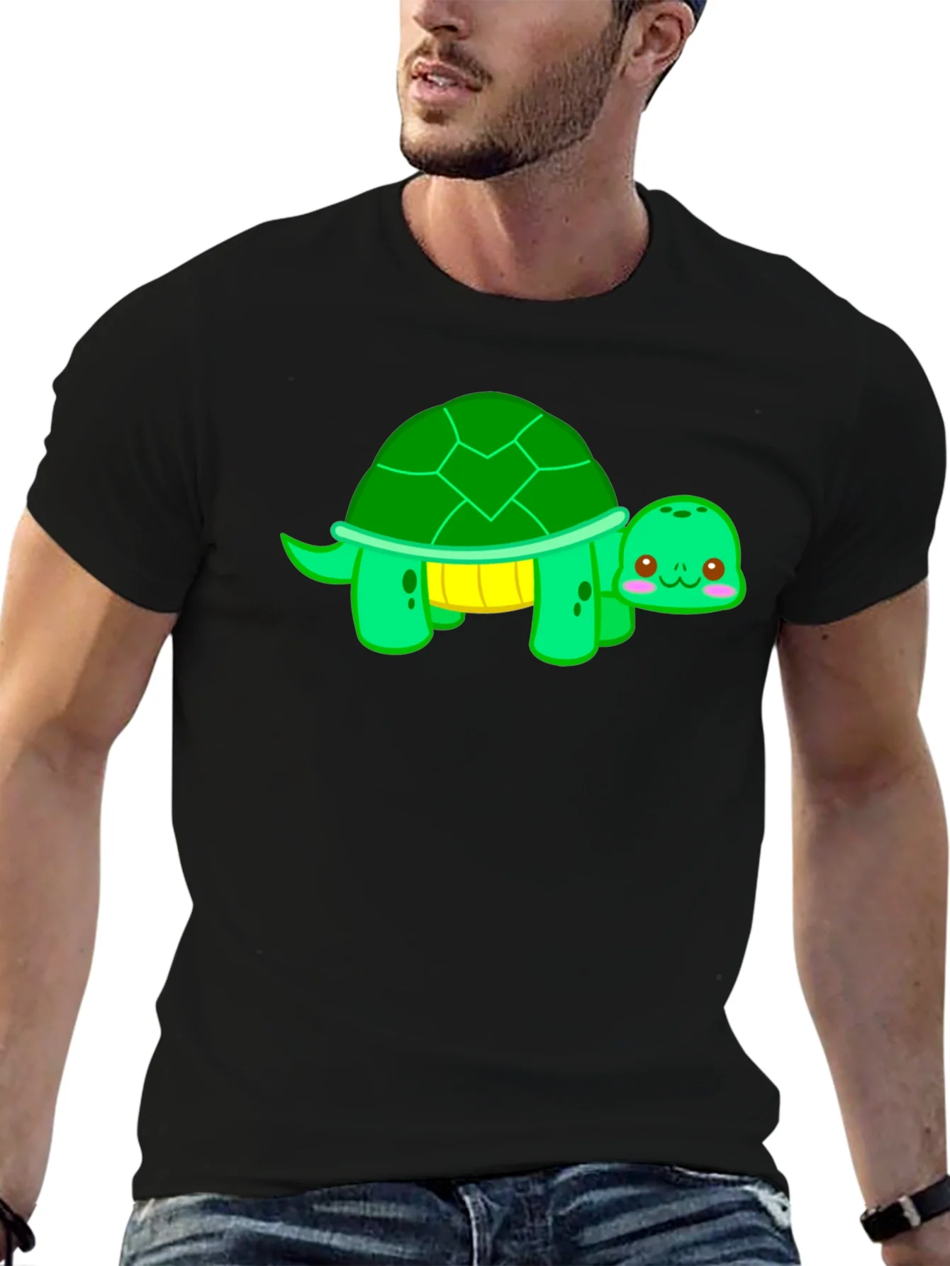Cute Turtle Graphic T-Shirt - Black