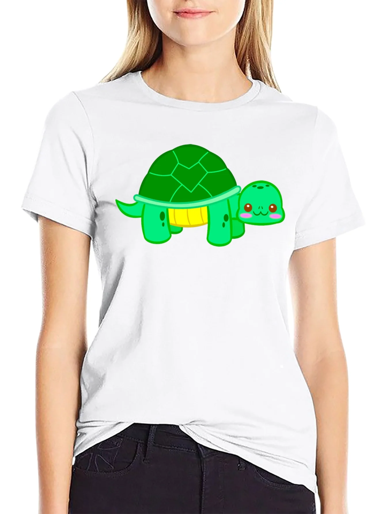 Cute Turtle Graphic T-Shirt - Black
