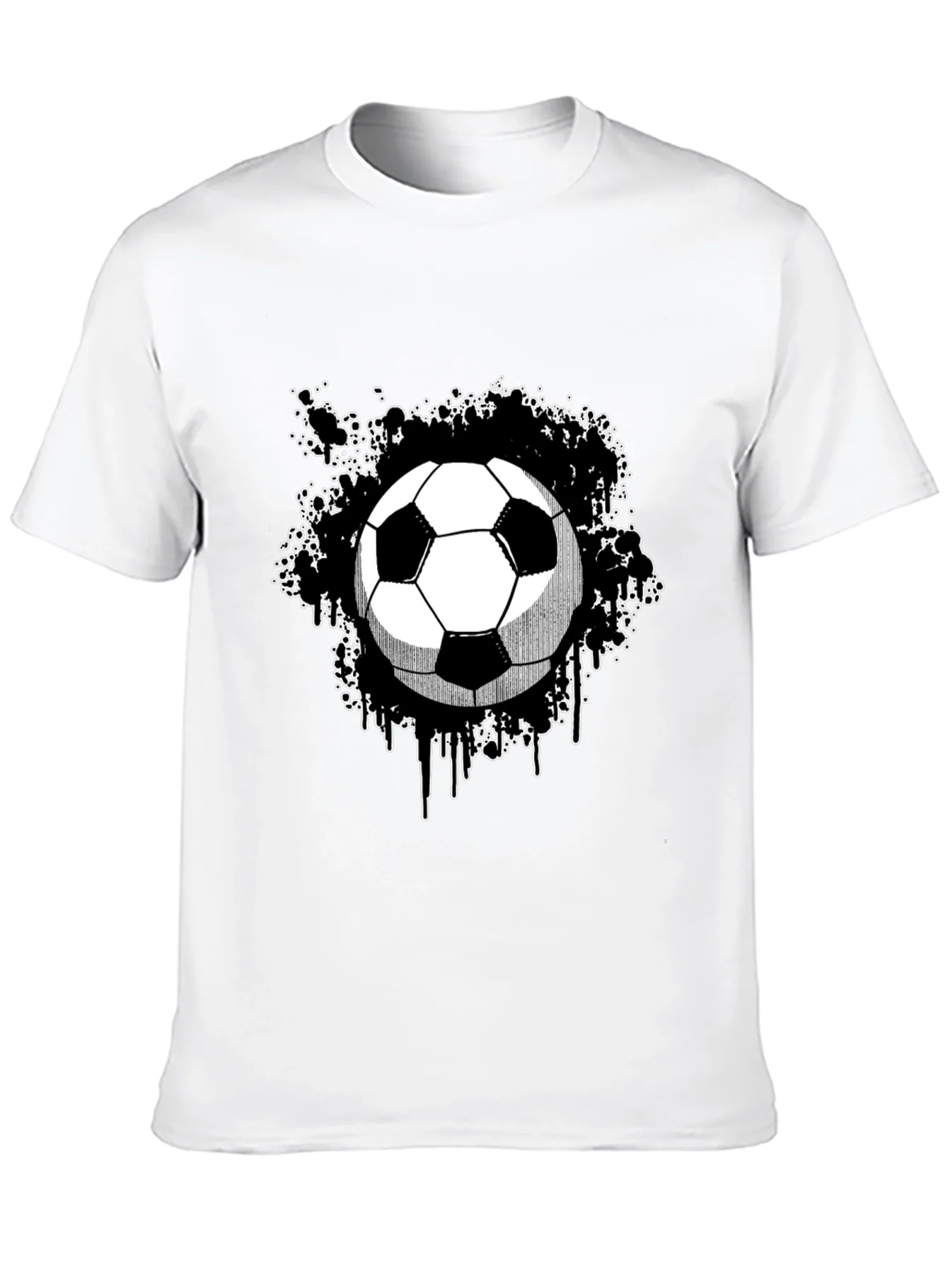 Soccer Ball Graphic Tee - Black Cotton T-Shirt