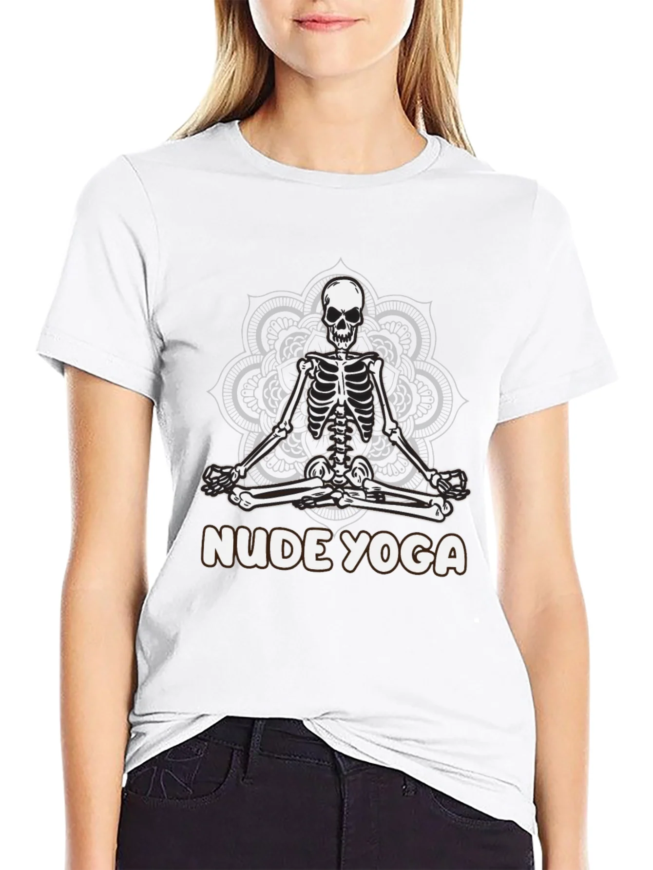 Nude Yoga Skeleton T-Shirt - Relaxed Meditation Tee