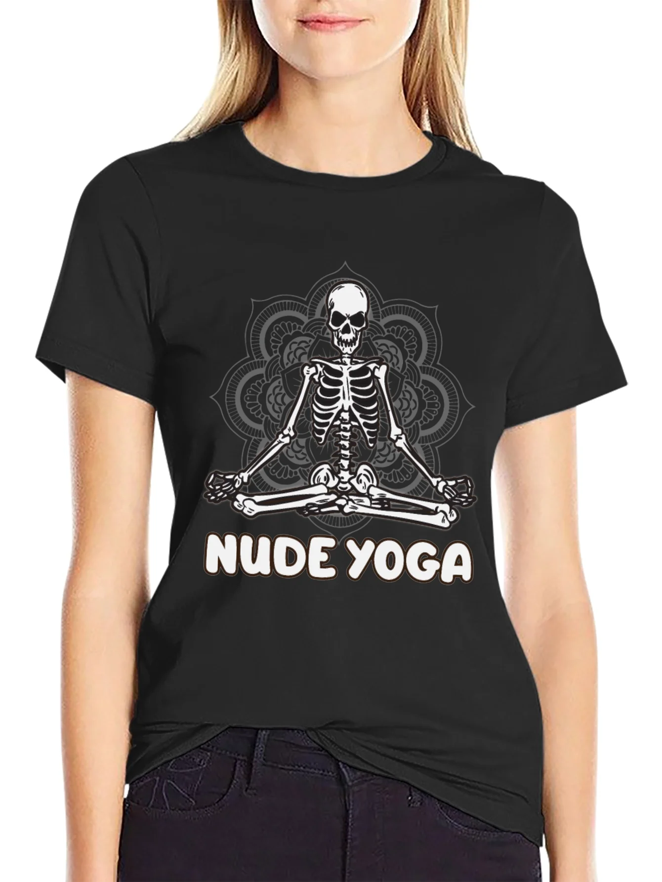 Nude Yoga Skeleton T-Shirt - Relaxed Meditation Tee