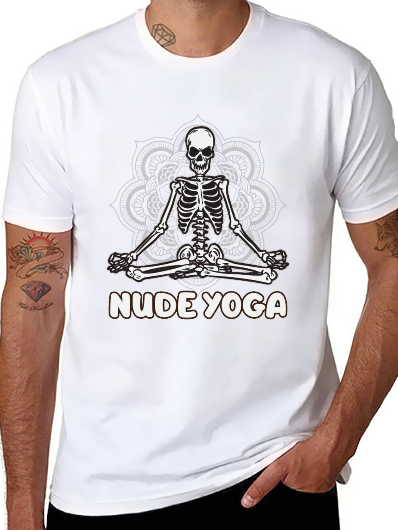 Nude Yoga Skeleton T-Shirt - Relaxed Meditation Tee