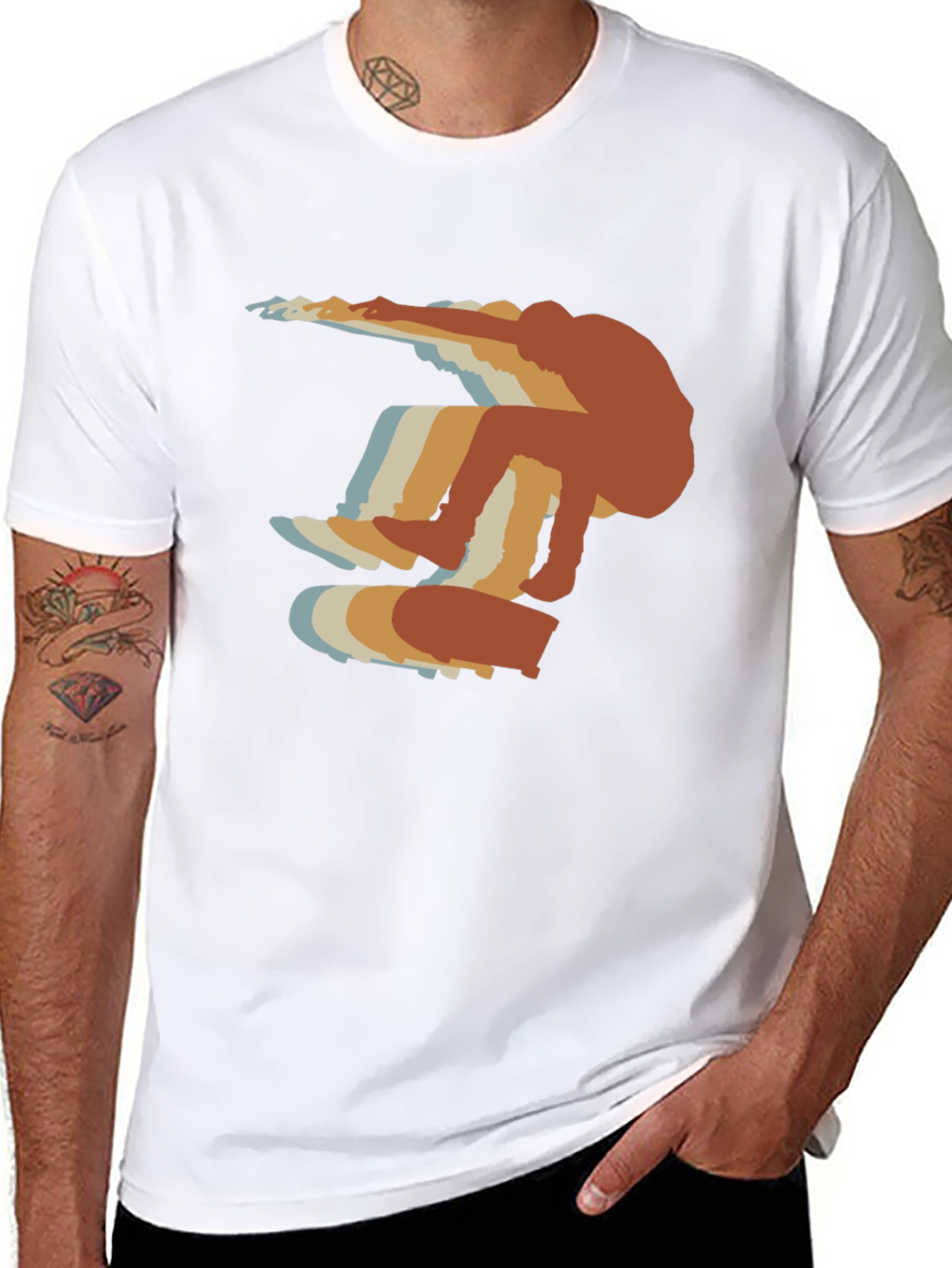 Retro Skateboarder Graphic T-Shirt - Casual Style