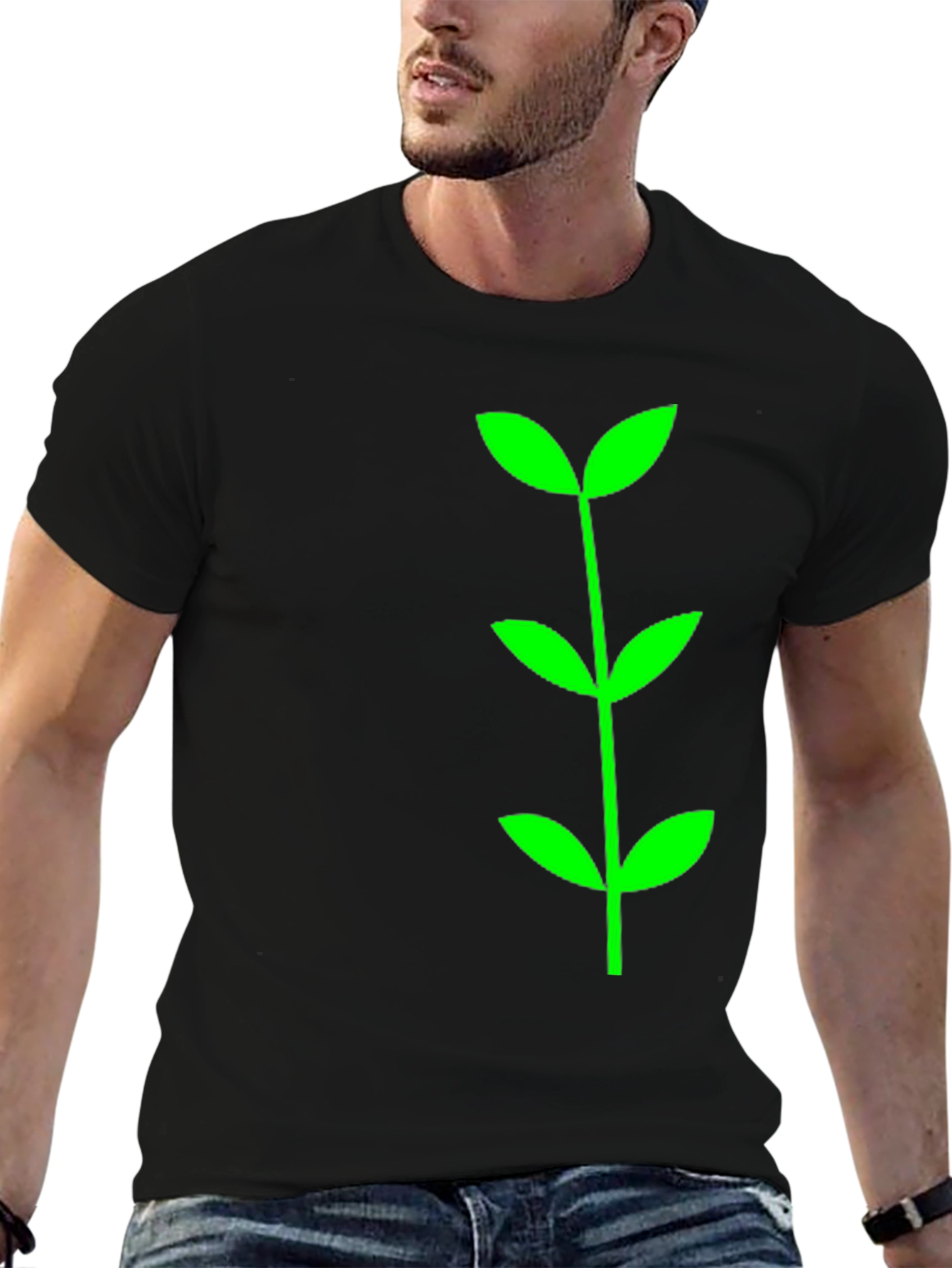 Green Sprout Graphic Tee - Black Cotton Comfort