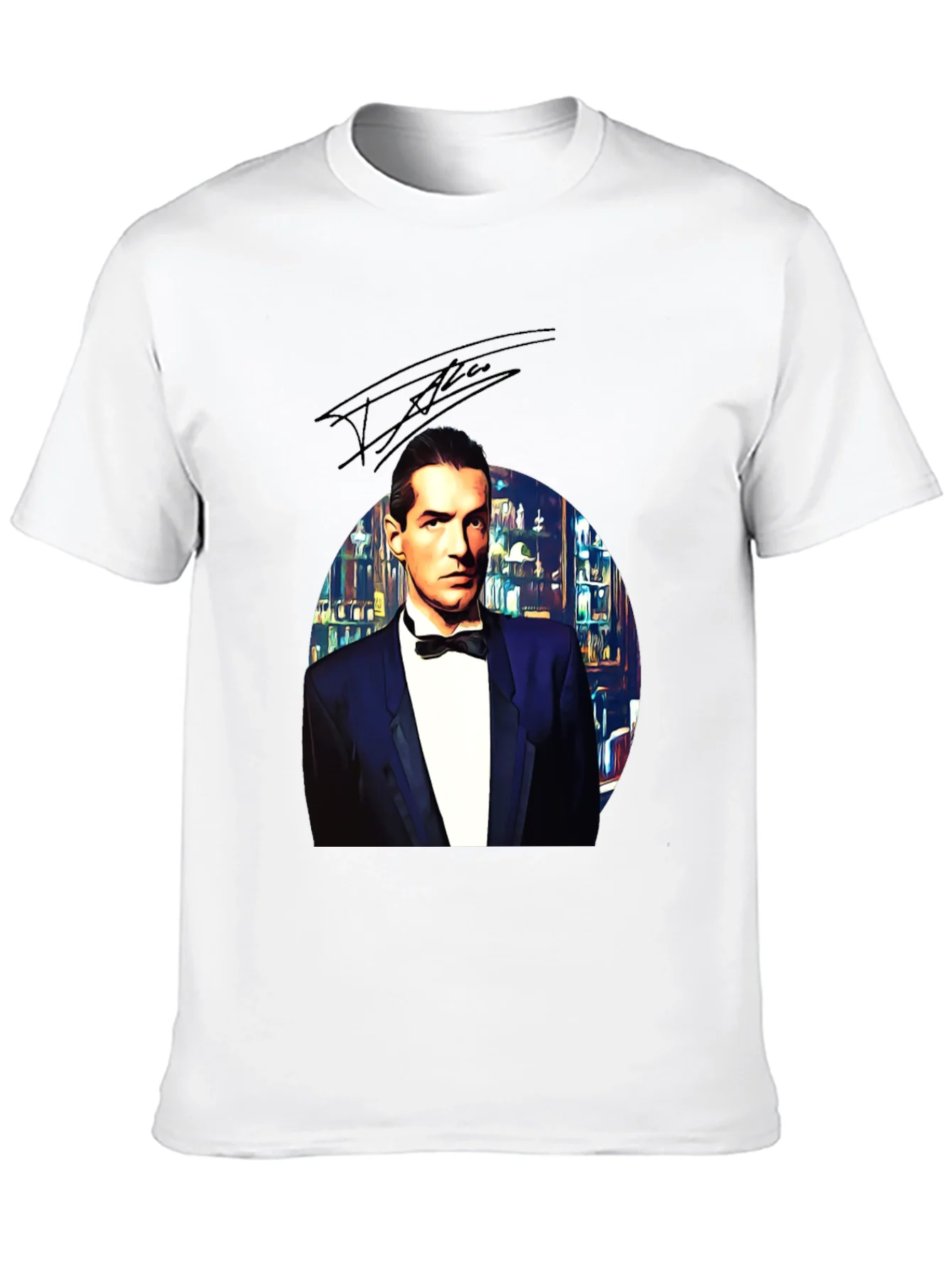 Elegant Man in Tuxedo Graphic Tee - Black
