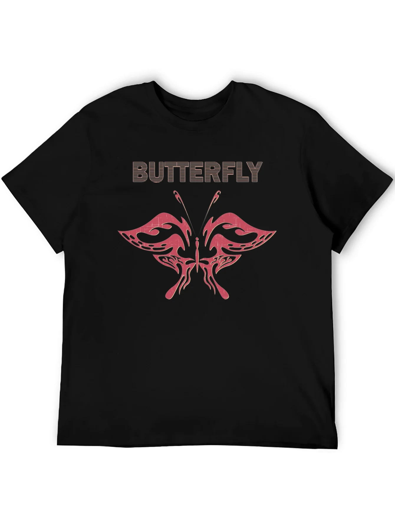 Butterfly Graphic Print Mens Black T-Shirt