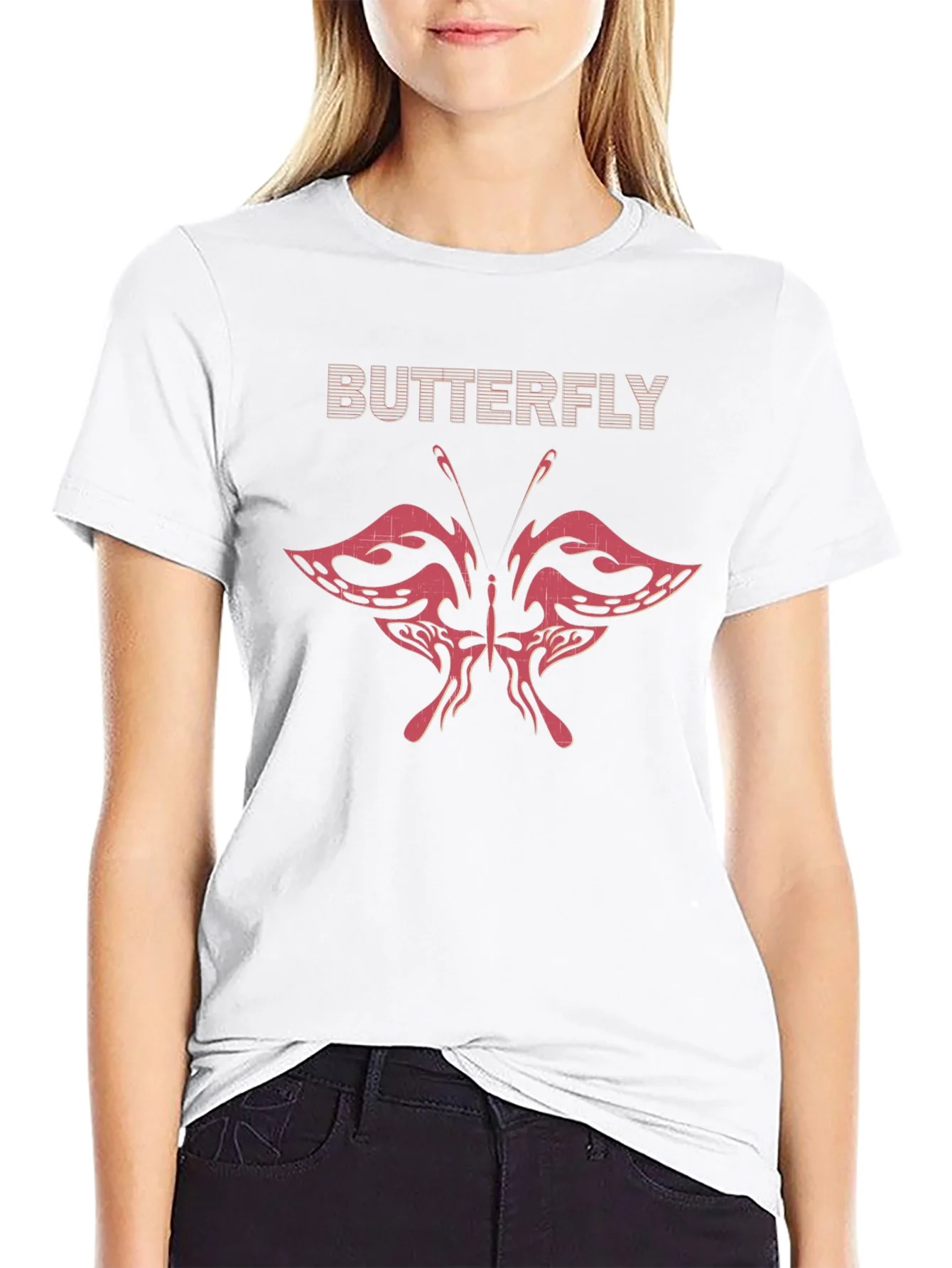 Butterfly Graphic Print Mens Black T-Shirt