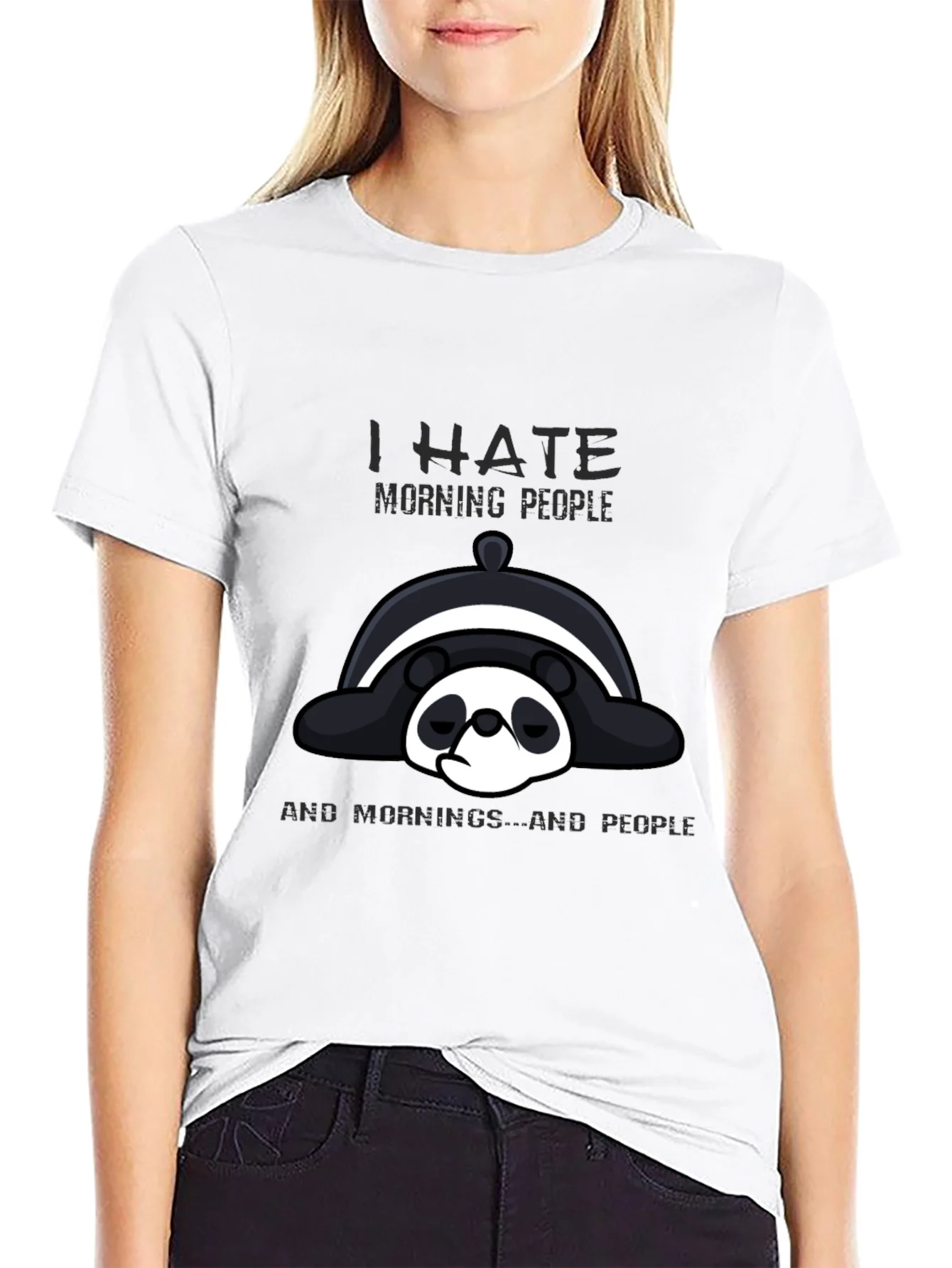 I Hate Morning People Panda Graphic Tee