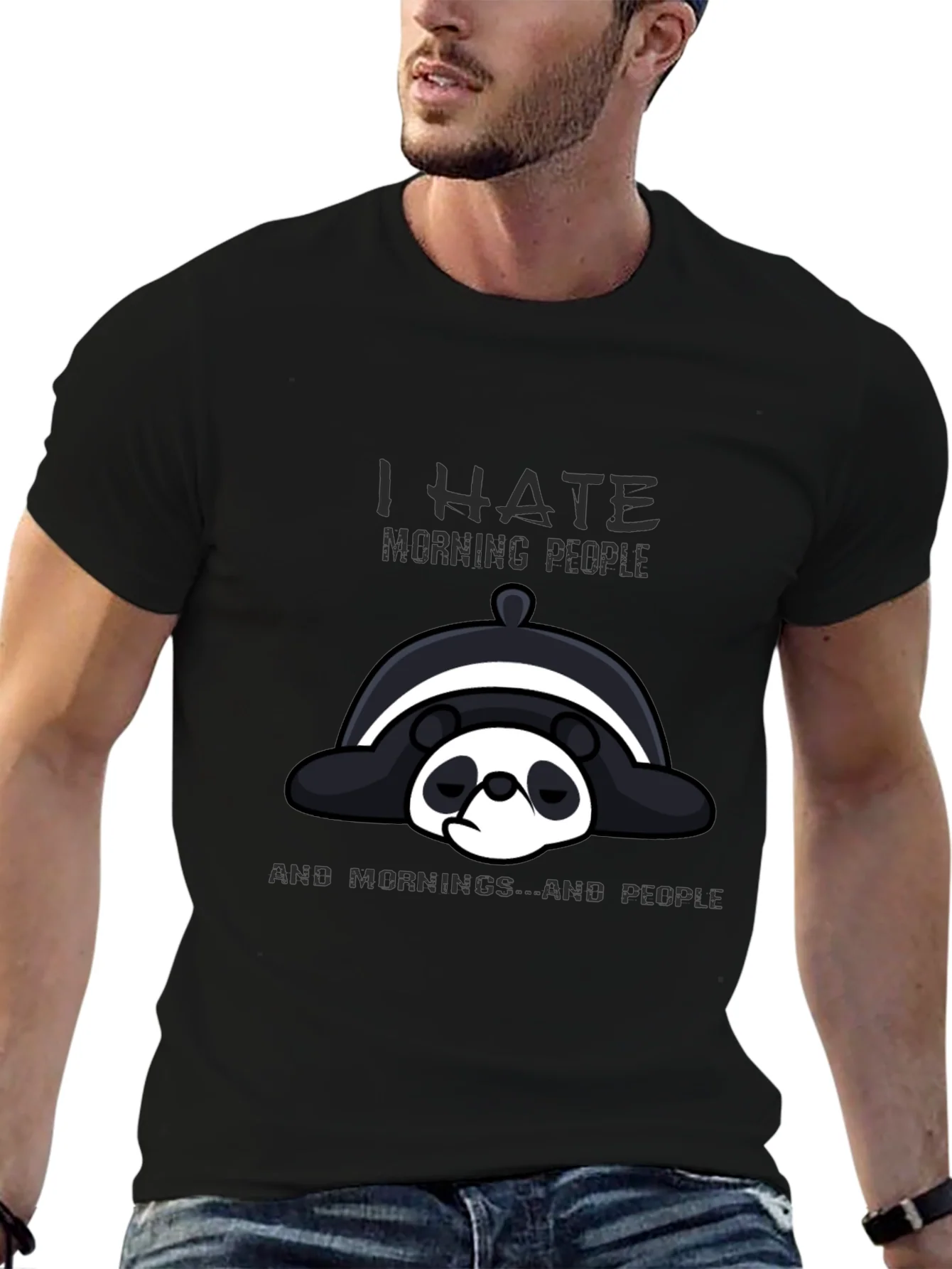 I Hate Morning People Panda Graphic Tee