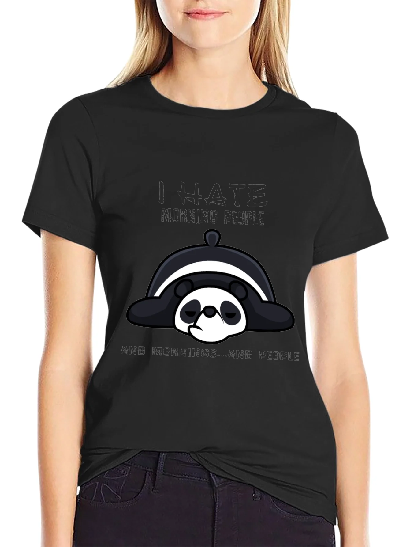 I Hate Morning People Panda Graphic Tee