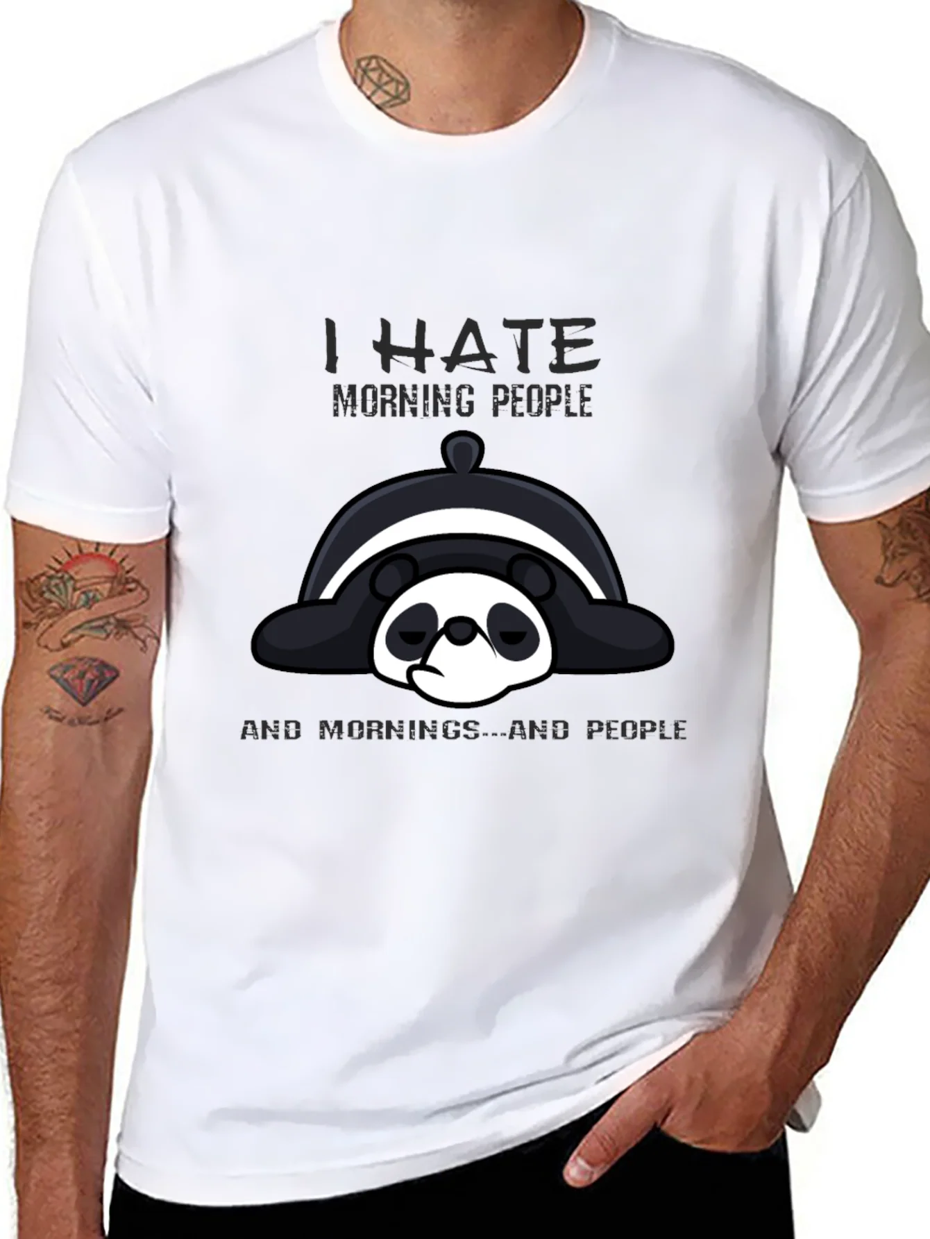 I Hate Morning People Panda Graphic Tee