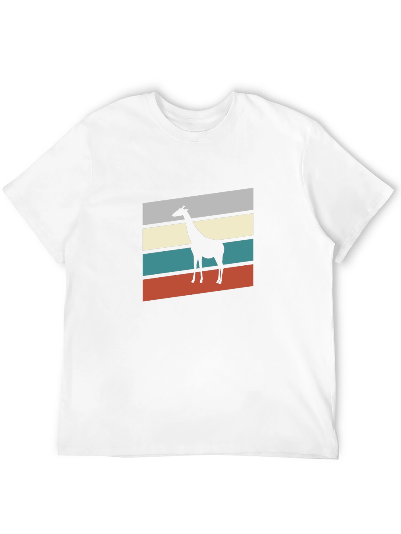 Retro Giraffe Silhouette Graphic Tee - Mens Black T-Shirt