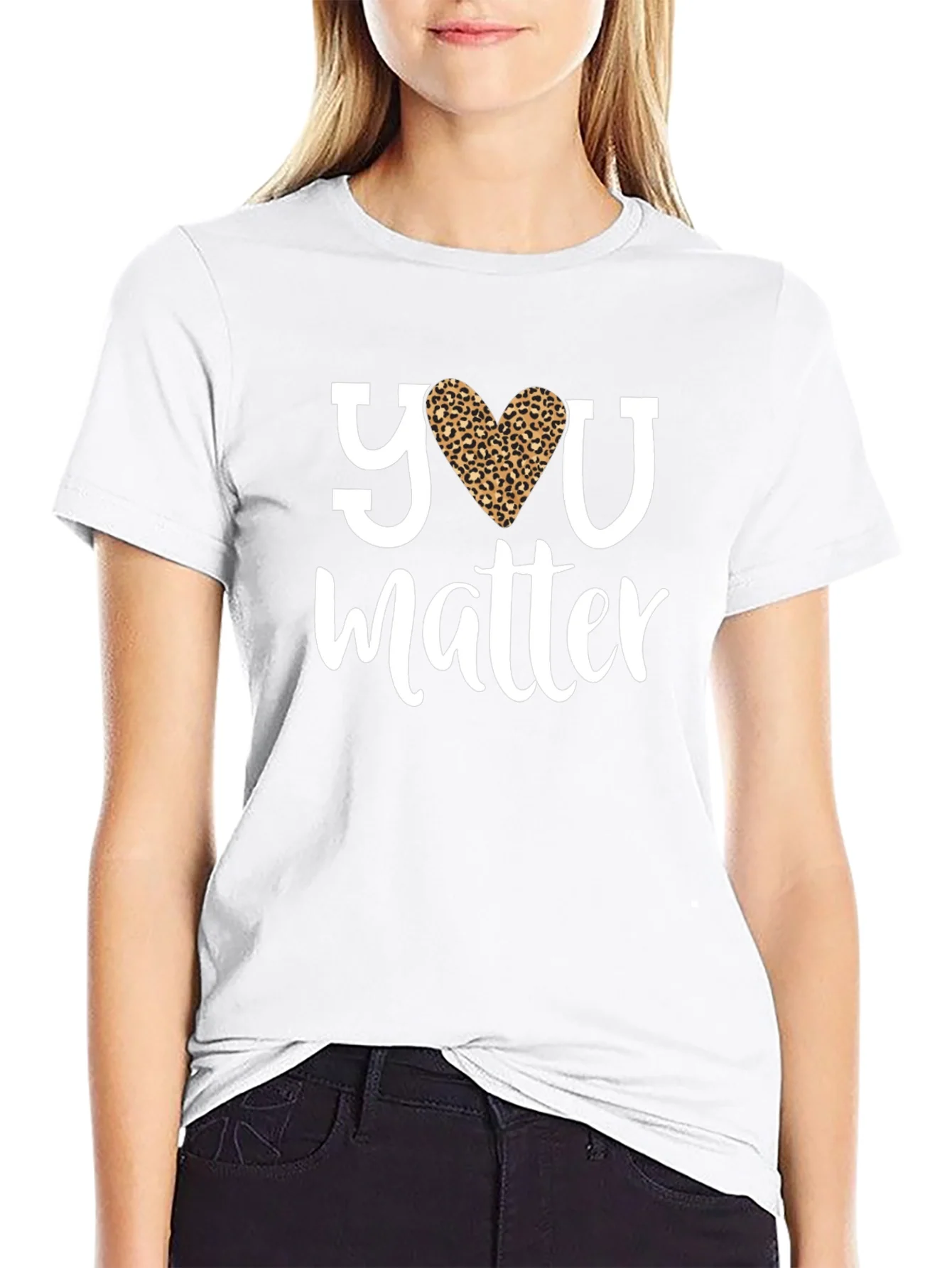 You Matter Leopard Heart Graphic Tee