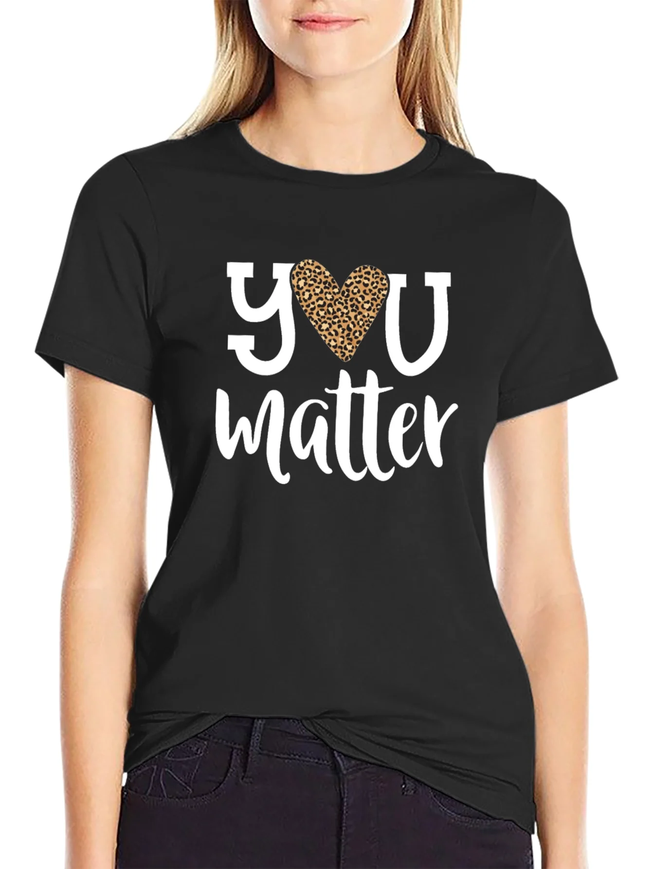 You Matter Leopard Heart Graphic Tee