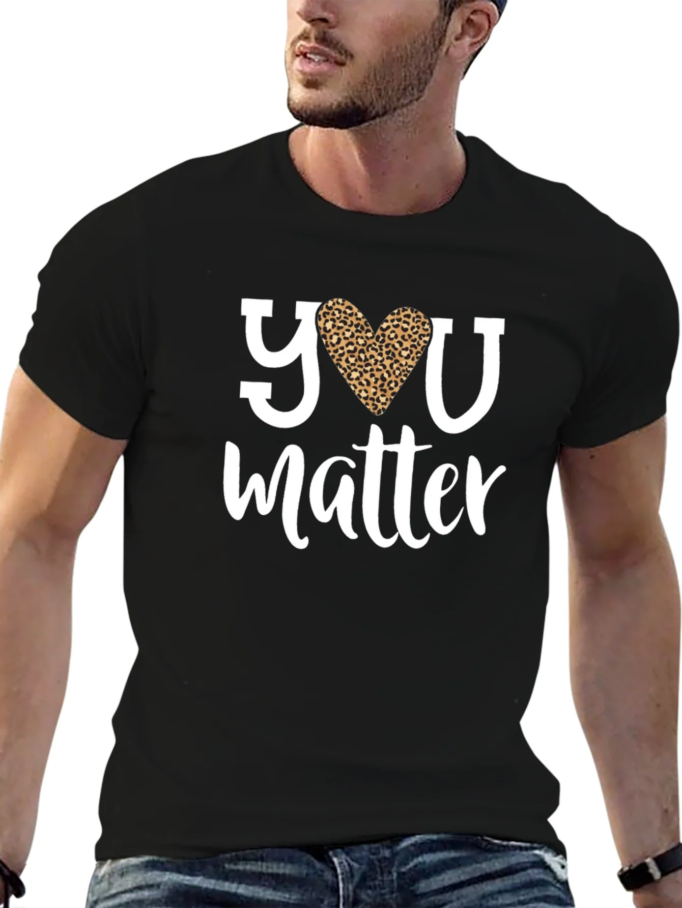 You Matter Leopard Heart Graphic Tee