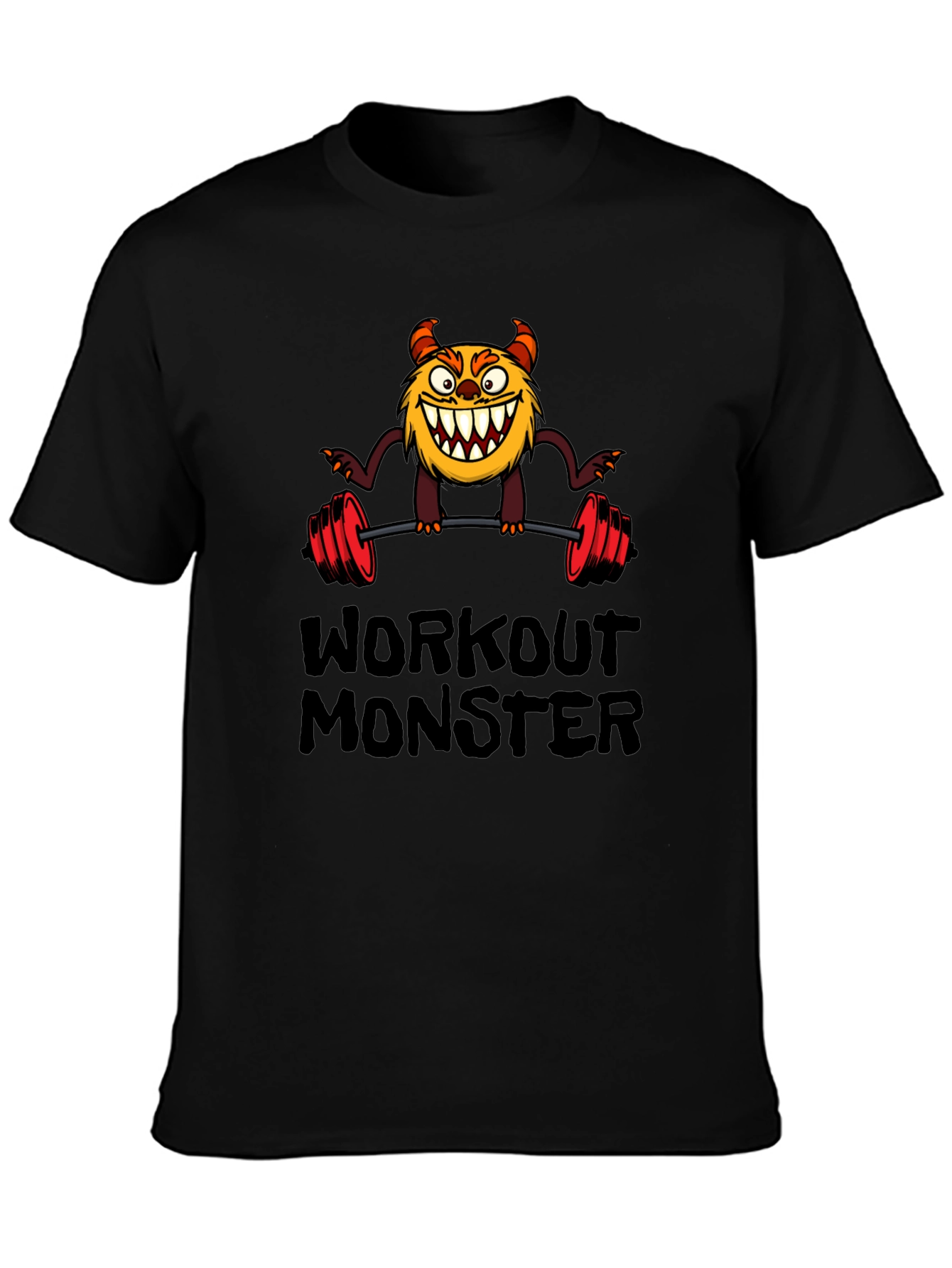 Workout Monster Graphic Tee - Black Cotton T-Shirt