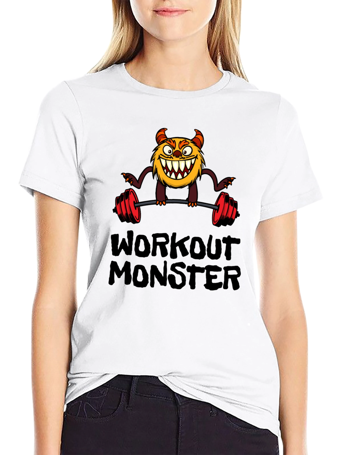 Workout Monster Graphic Tee - Black Cotton T-Shirt