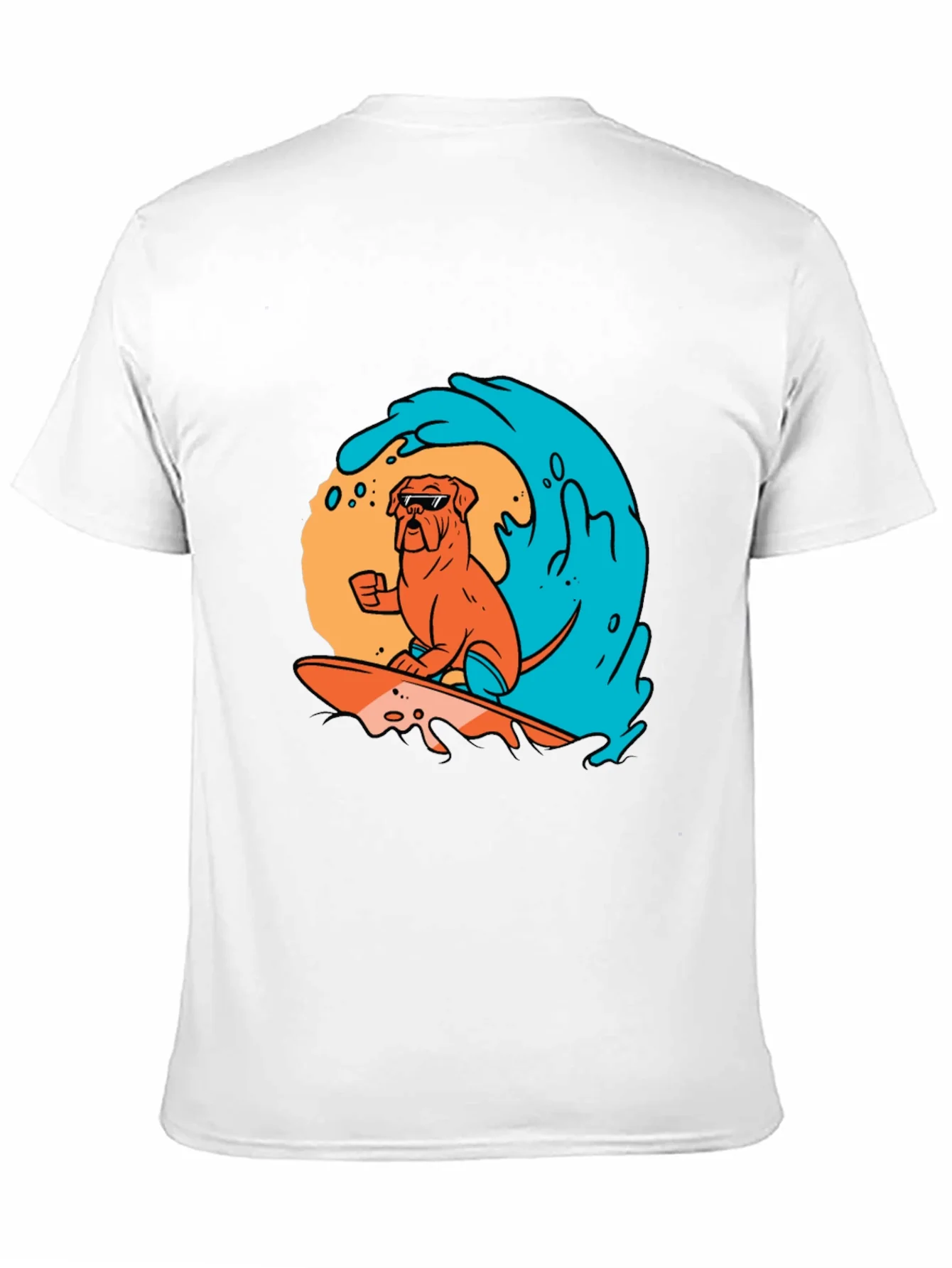 Surfing Dog Graphic Tee - Black Cotton T-Shirt