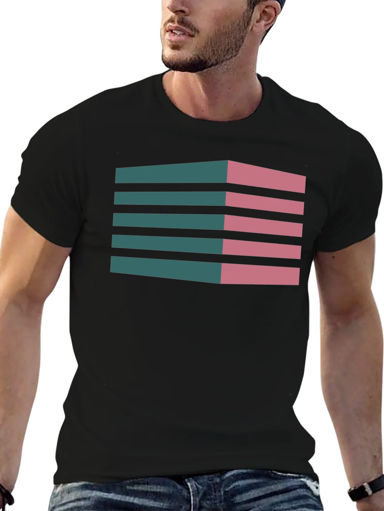Geometric 3D Stripes T-Shirt