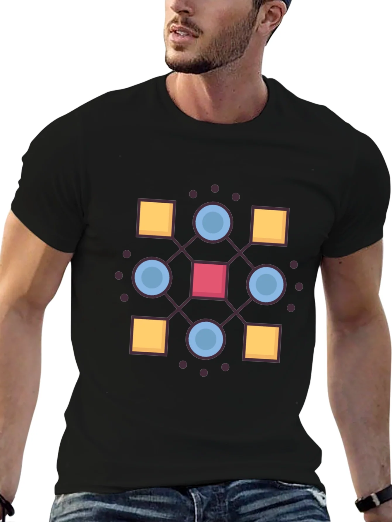 Geometric Pattern Black T-Shirt