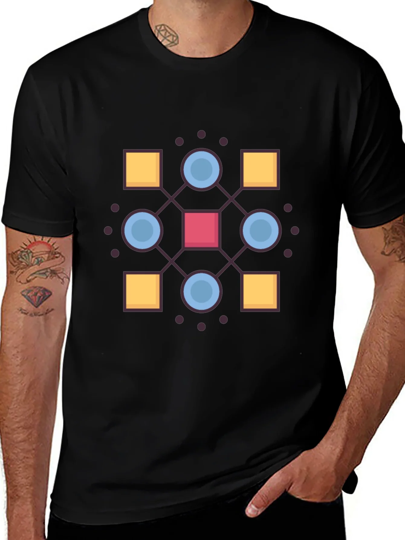 Geometric Pattern Black T-Shirt
