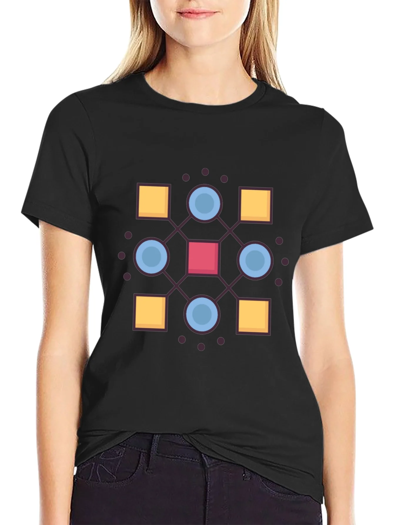 Geometric Pattern Black T-Shirt