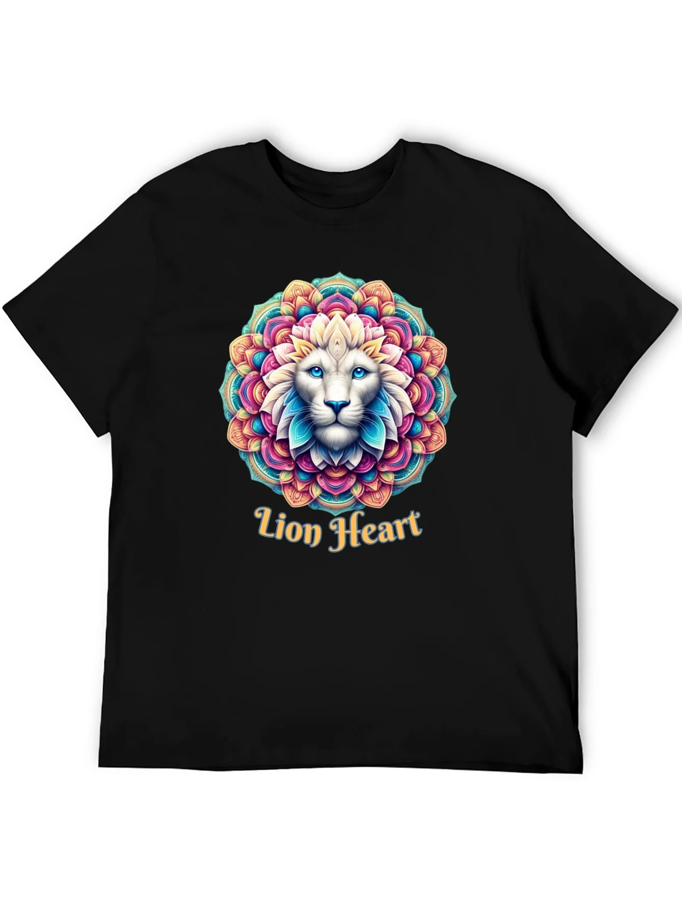 Lion Heart Mandala Graphic Tee - Black